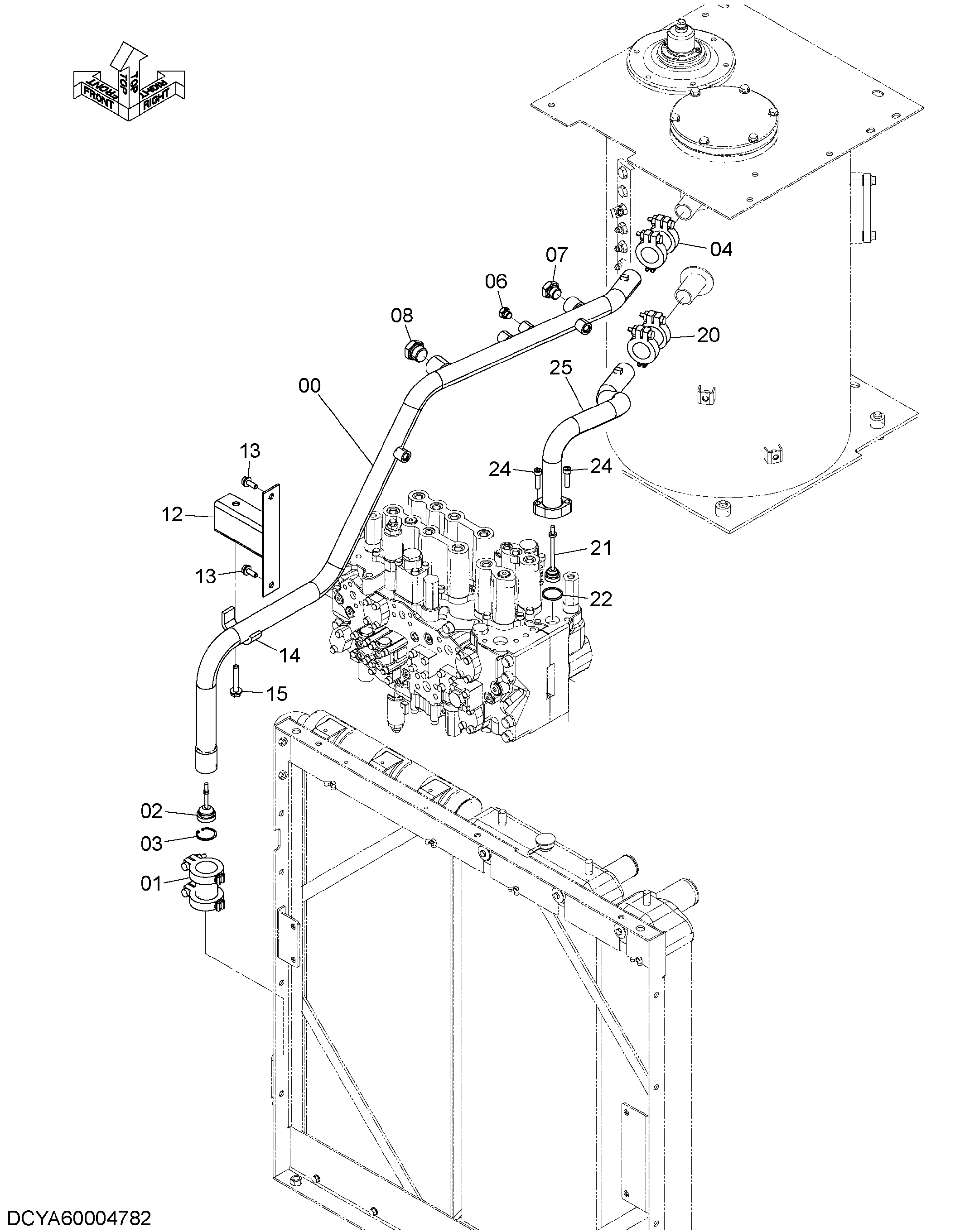 Схема Обратные трубопроводы (1) HITACHI ZH200-A