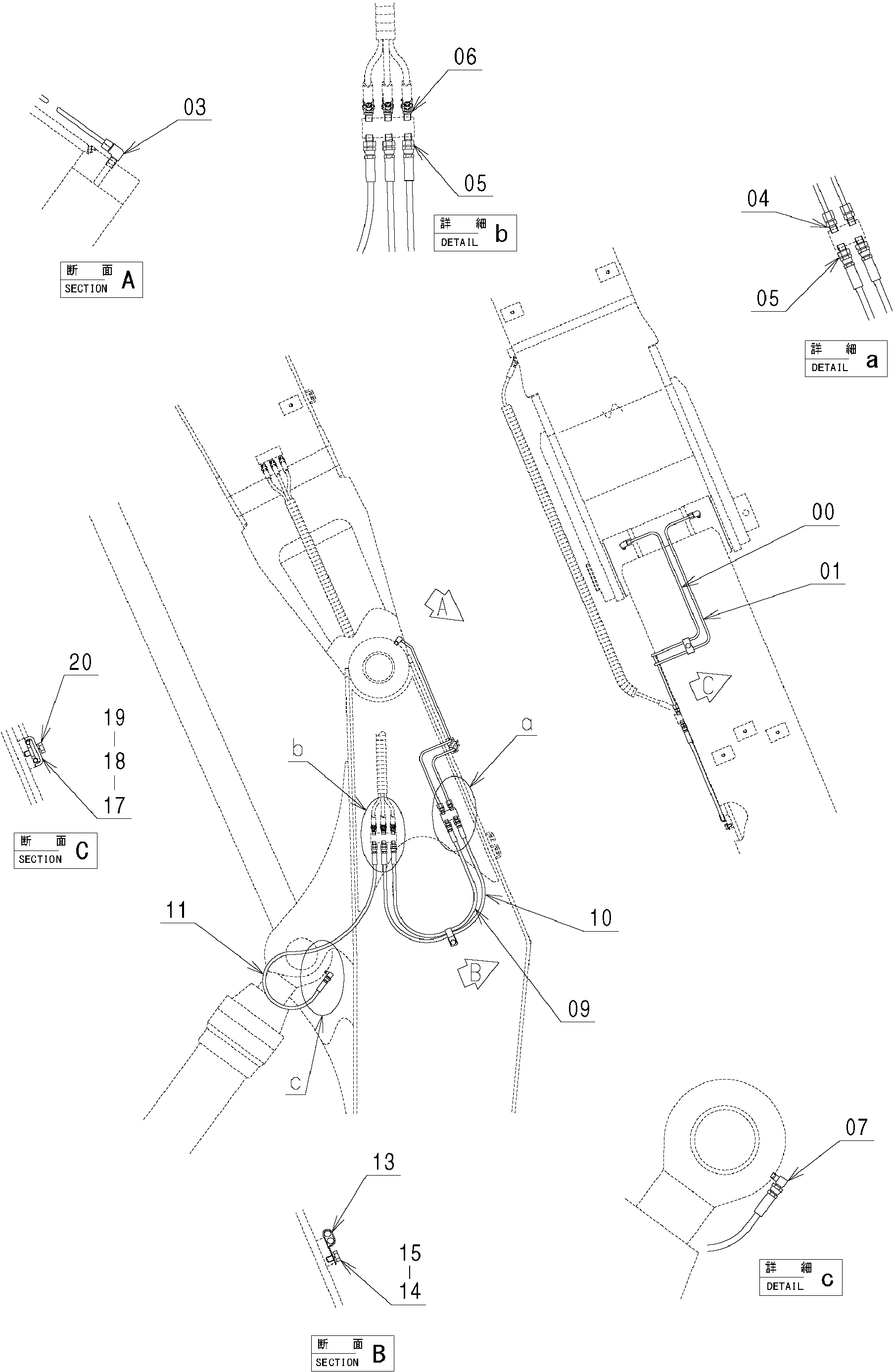Схема Рукоять трубопроводы системы смазки HITACHI ZX330-3G