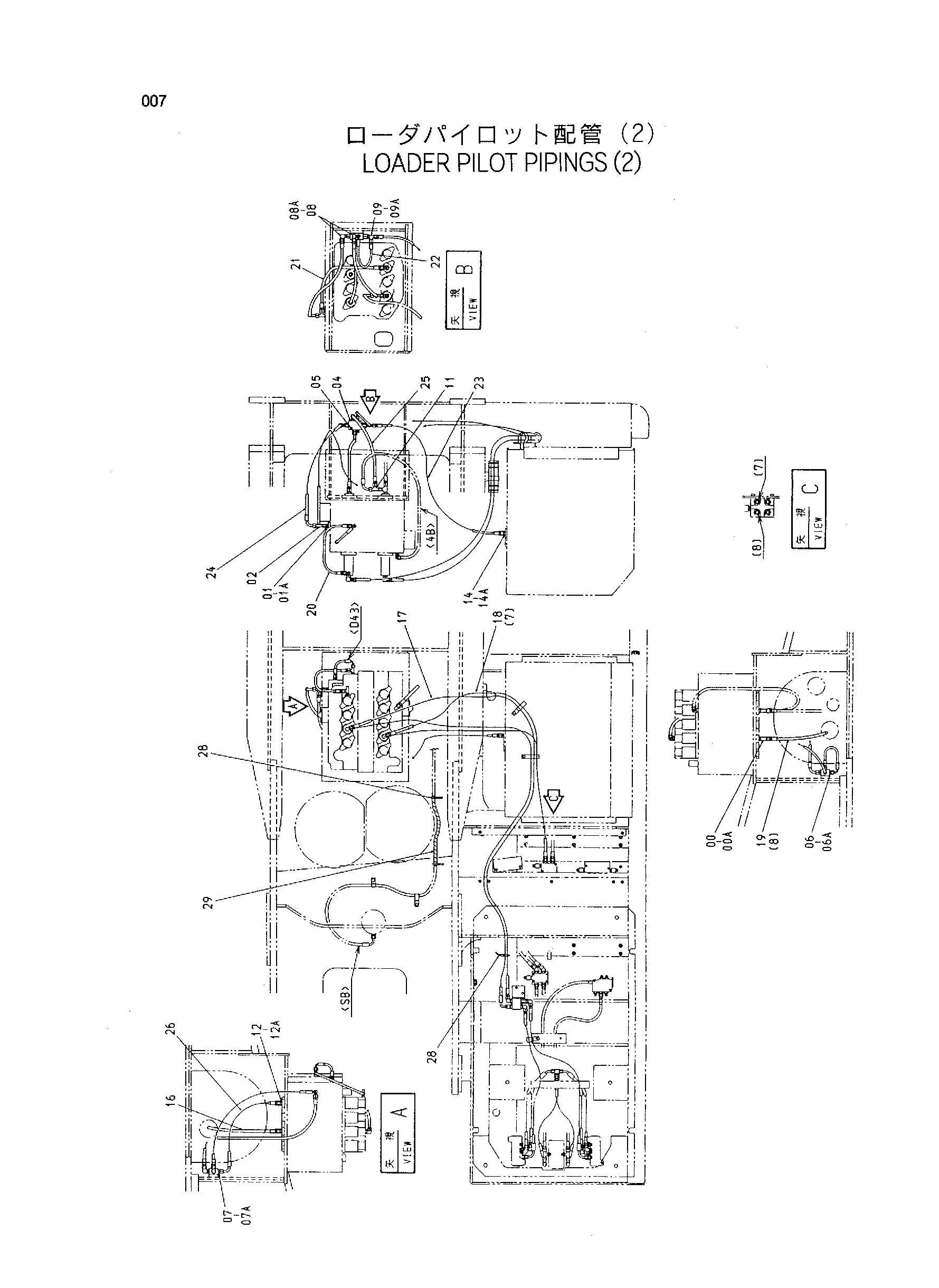 Схема Погрузчик пилотный трубопроводы (2) HITACHI EX400-5