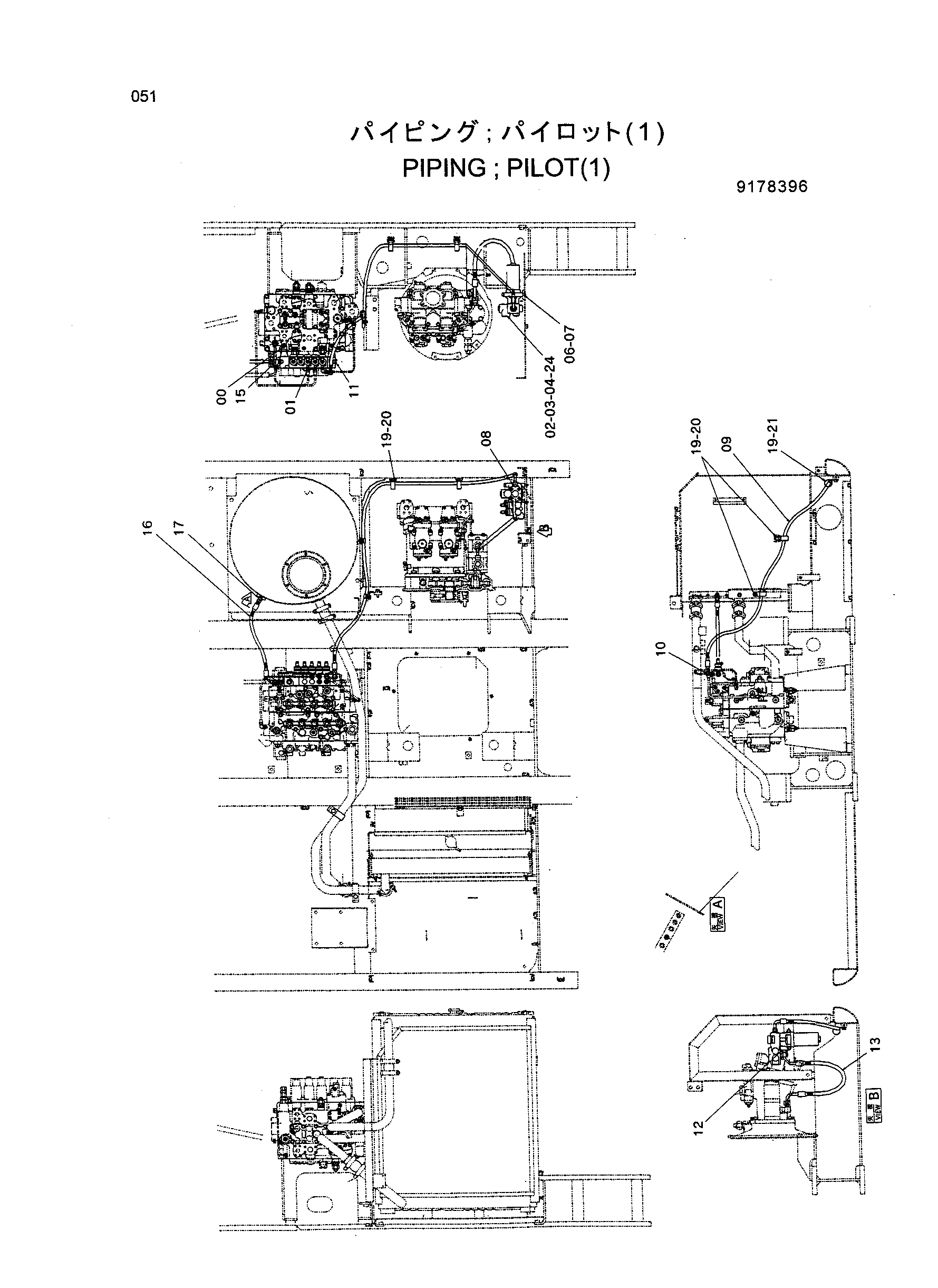 Схема Трубопроводы пилотный(1) HITACHI HR420G-5