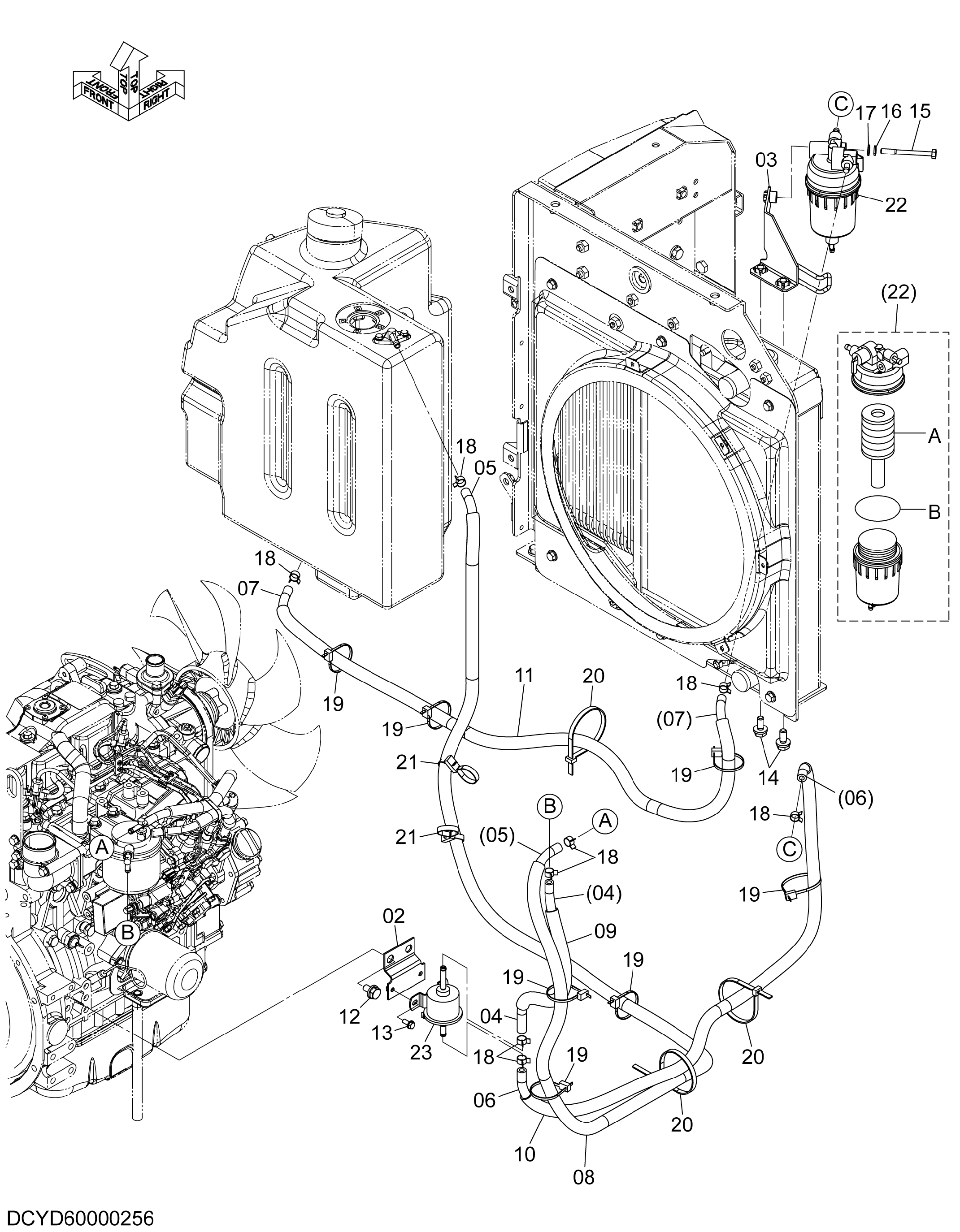 Схема Топливные трубопроводы HITACHI ZX30U-5A