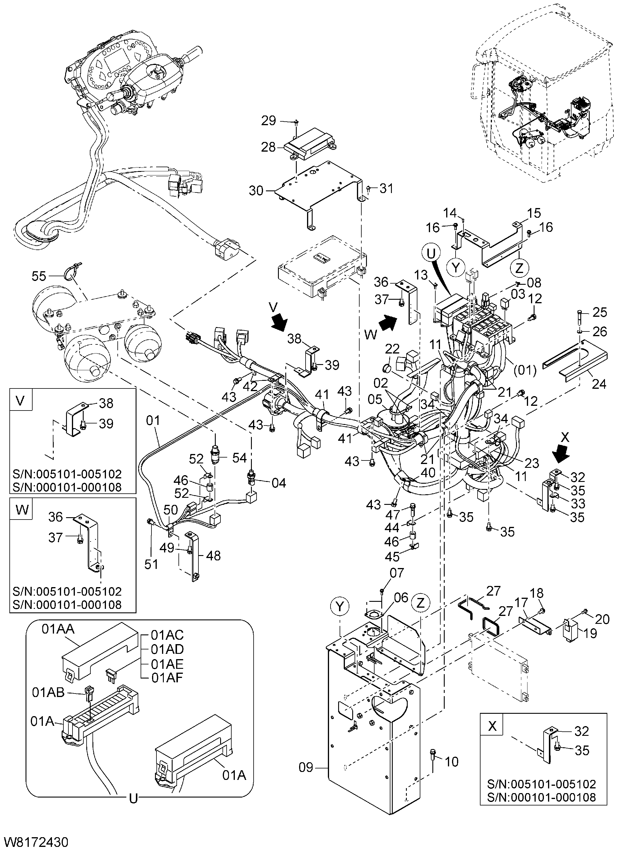 Схема Электрооборудование(задний консоль) HITACHI ZW310