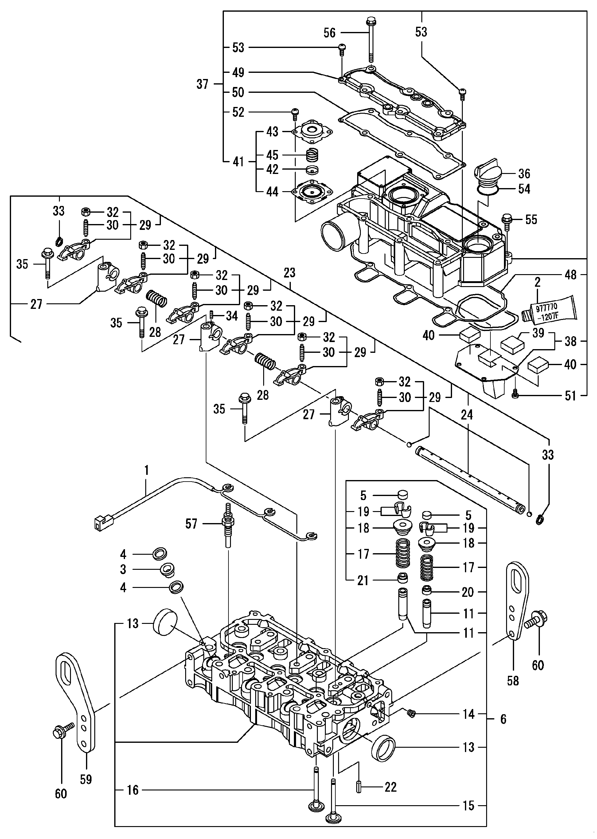 Схема Головка блока цилиндров, боннет HITACHI ZX10U-2