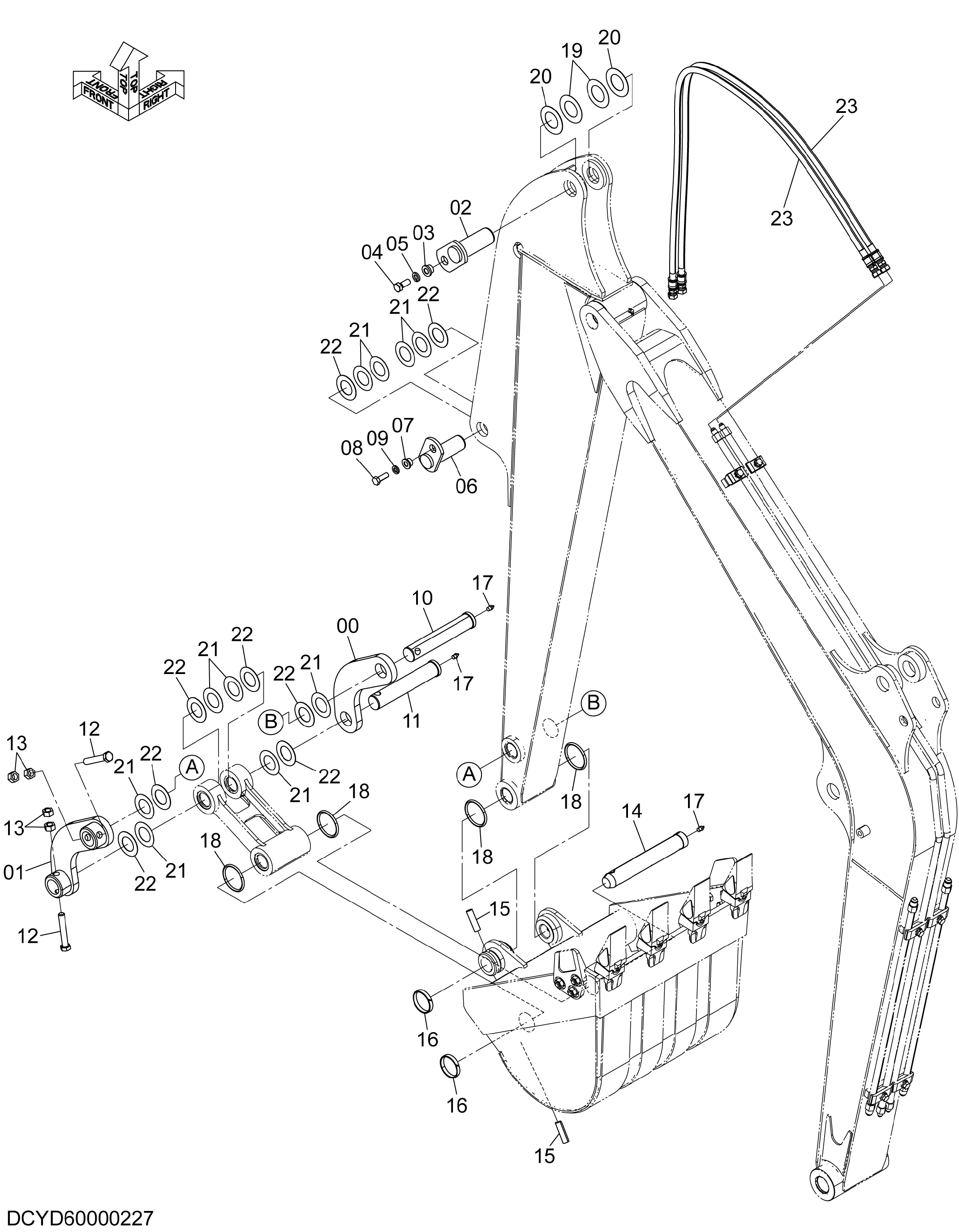 Схема Рукоять детали (1.72m) HITACHI ZX35U-5A