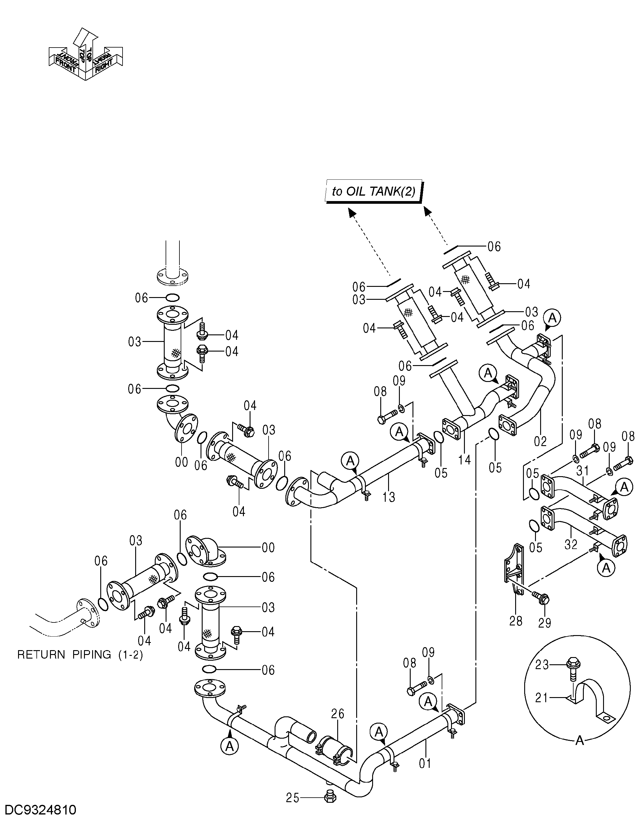 Схема Обратные трубопроводы (2) HITACHI EX2600-6BH