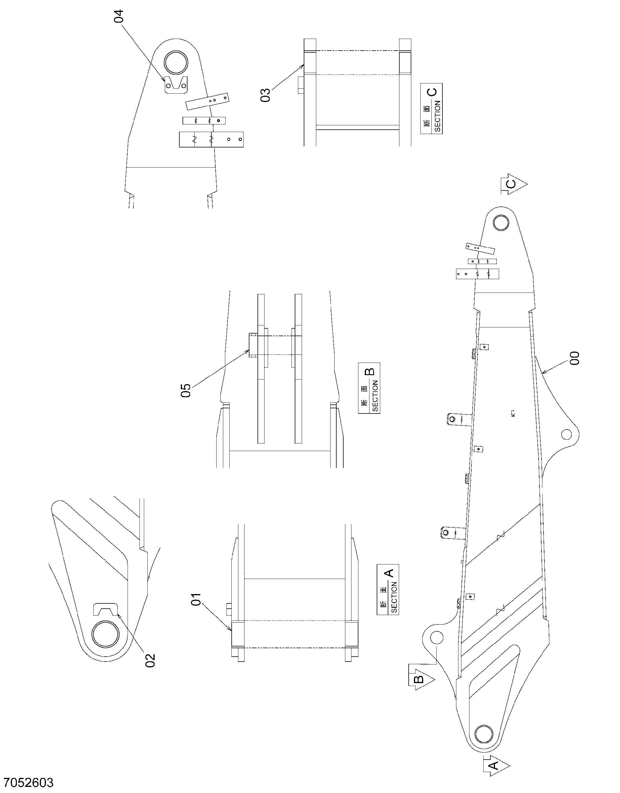 Схема Верхний стрела в сборе HITACHI ZX470H-3