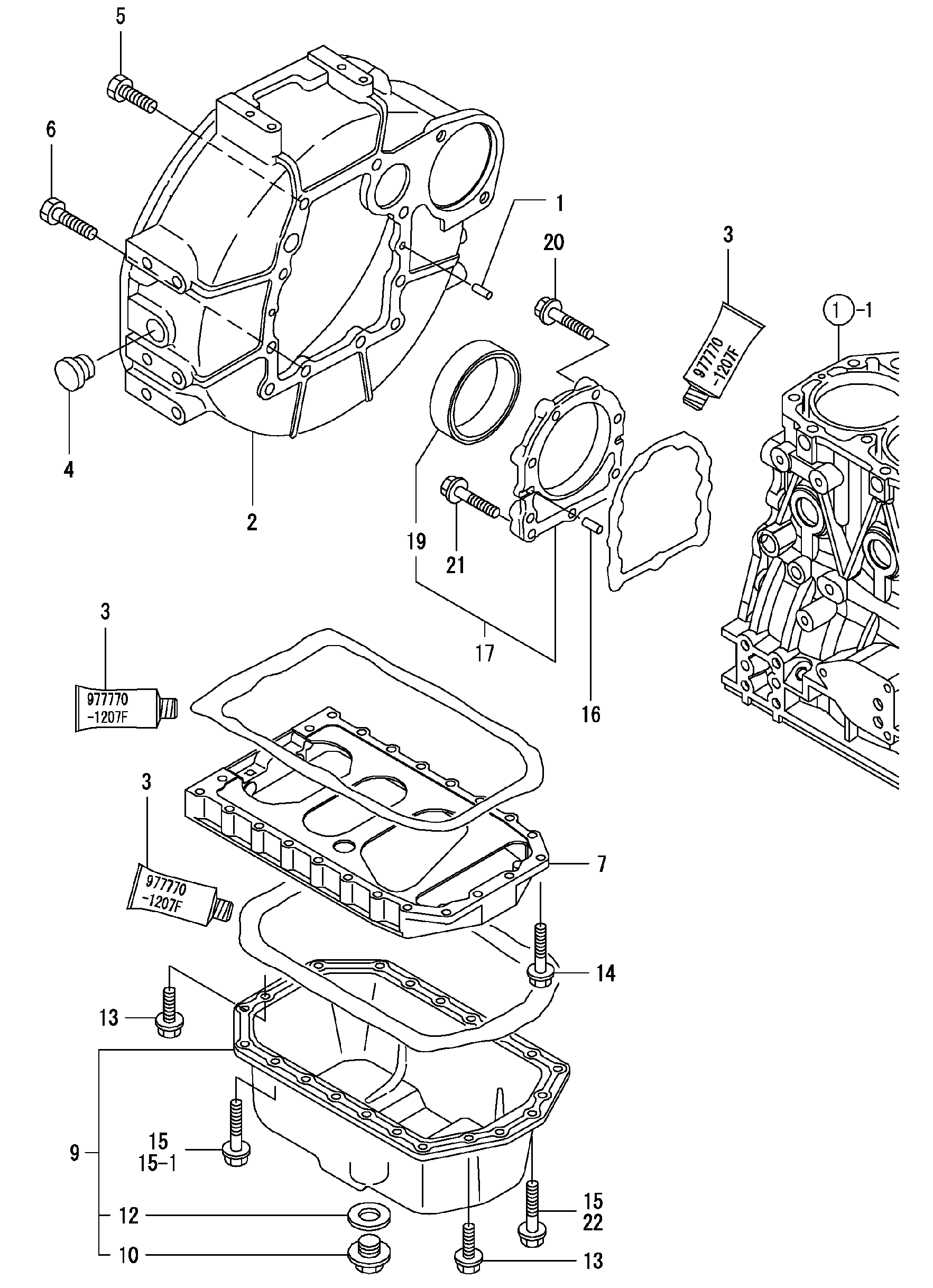 Схема Кожух маховика, масляный сумп HITACHI ZX30UR-2U