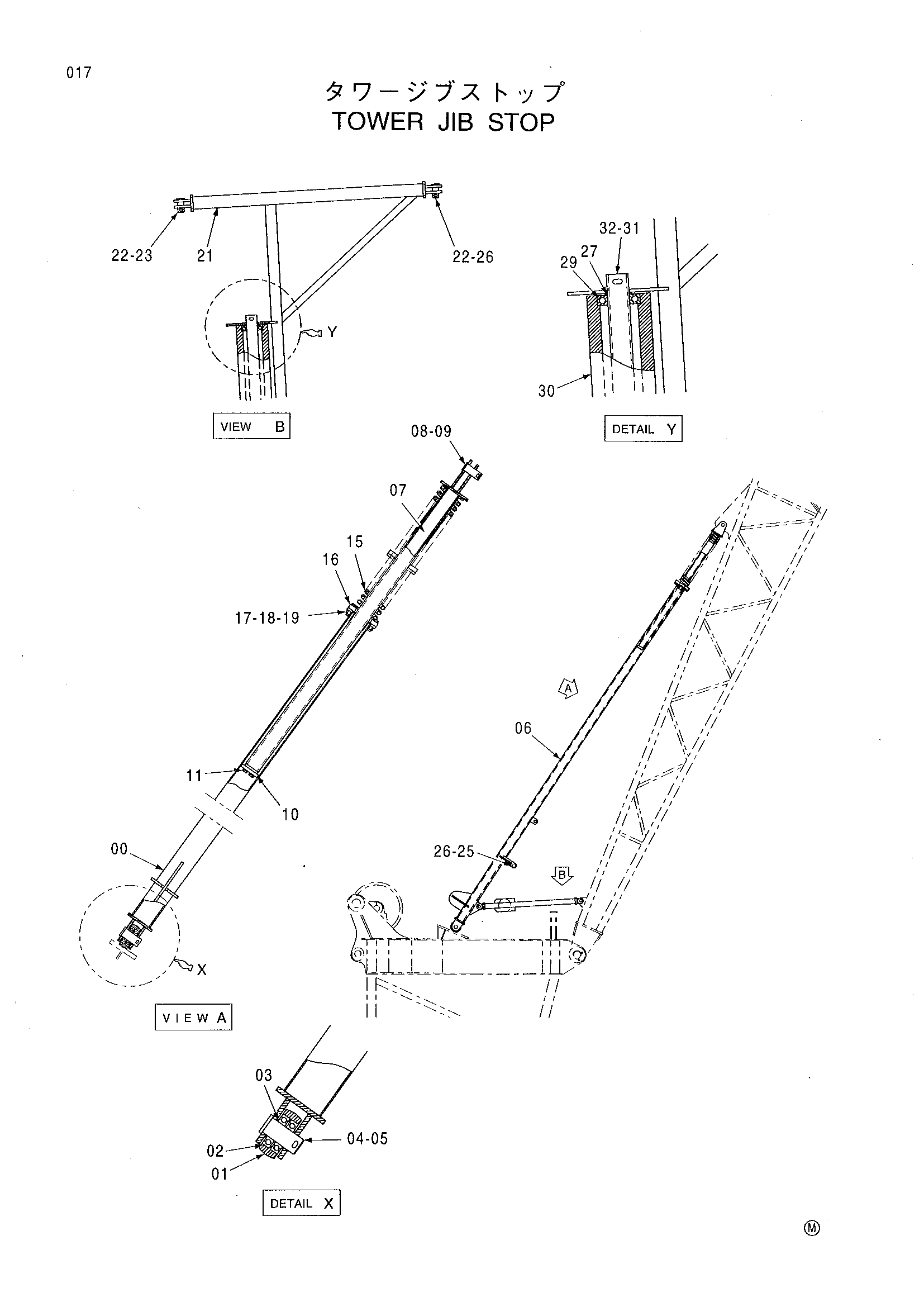 Схема Башенный гусёк стрелы остановка HITACHI CX700