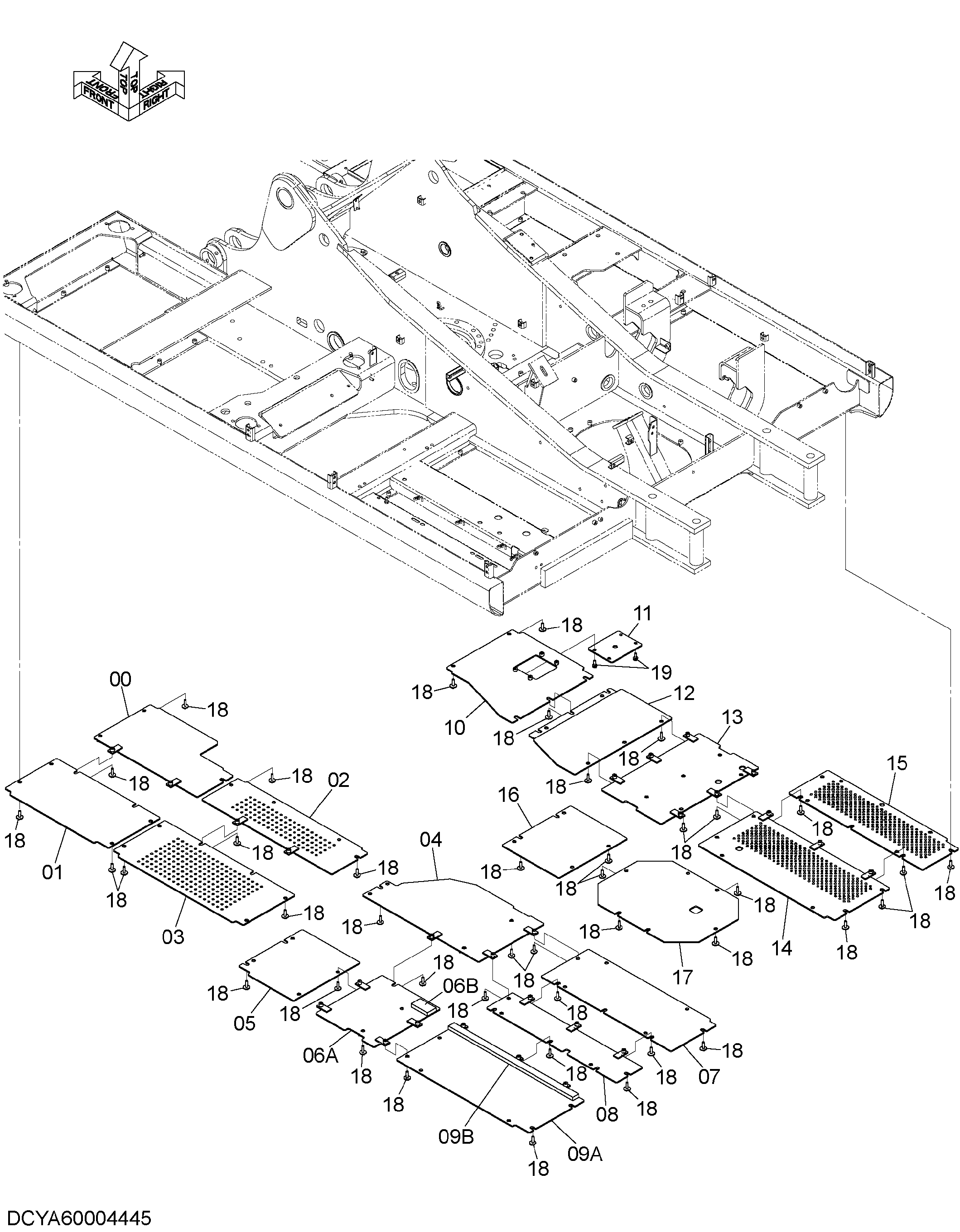 Схема Нижняя защита HITACHI ZX210LCH-5G