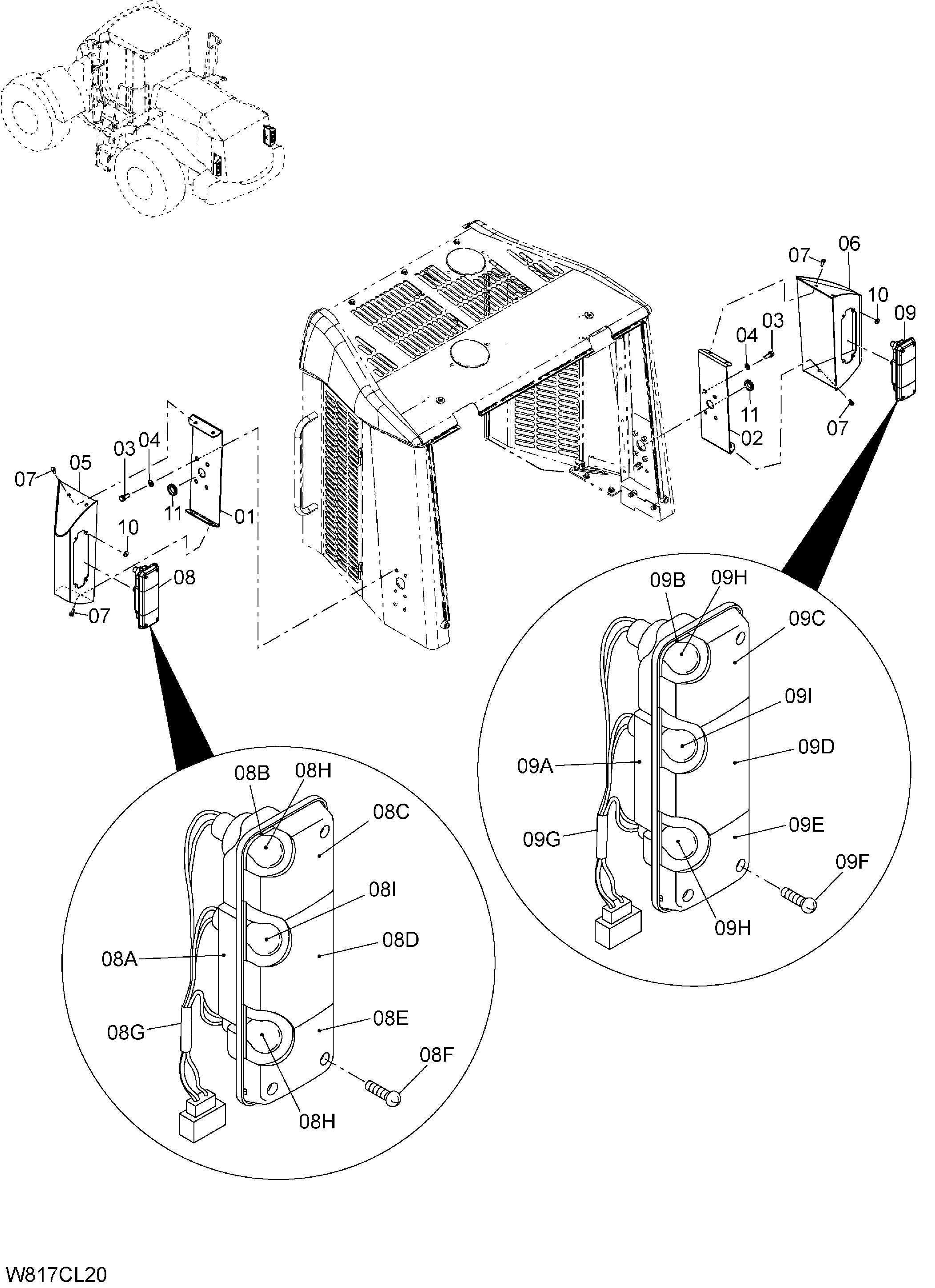 Схема Задний комбинированный фонарь [6AJ, HAJ, HEJ](CLR001) HITACHI ZW310