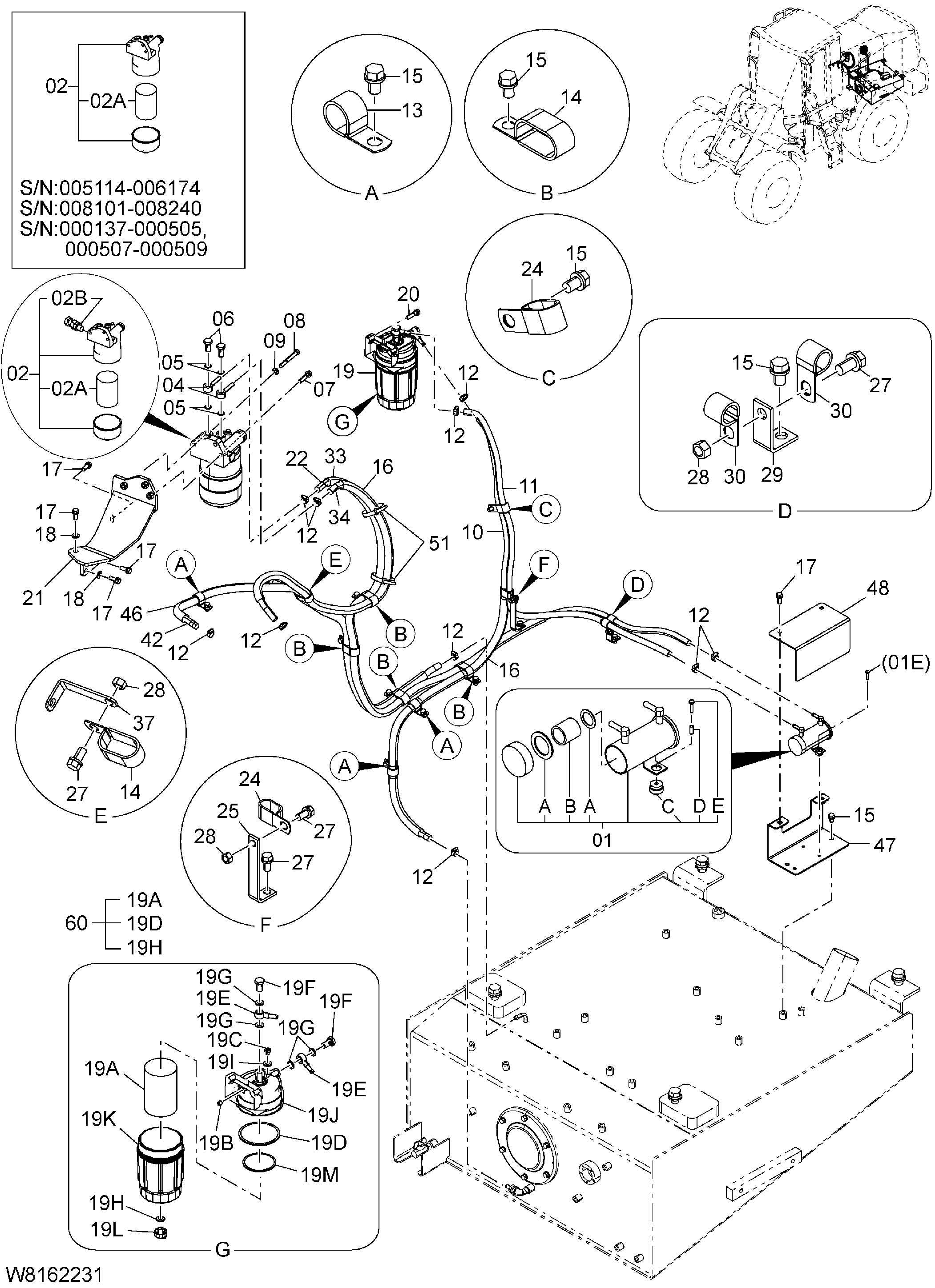 Схема Топливные трубопроводы HITACHI ZW220-HCMF