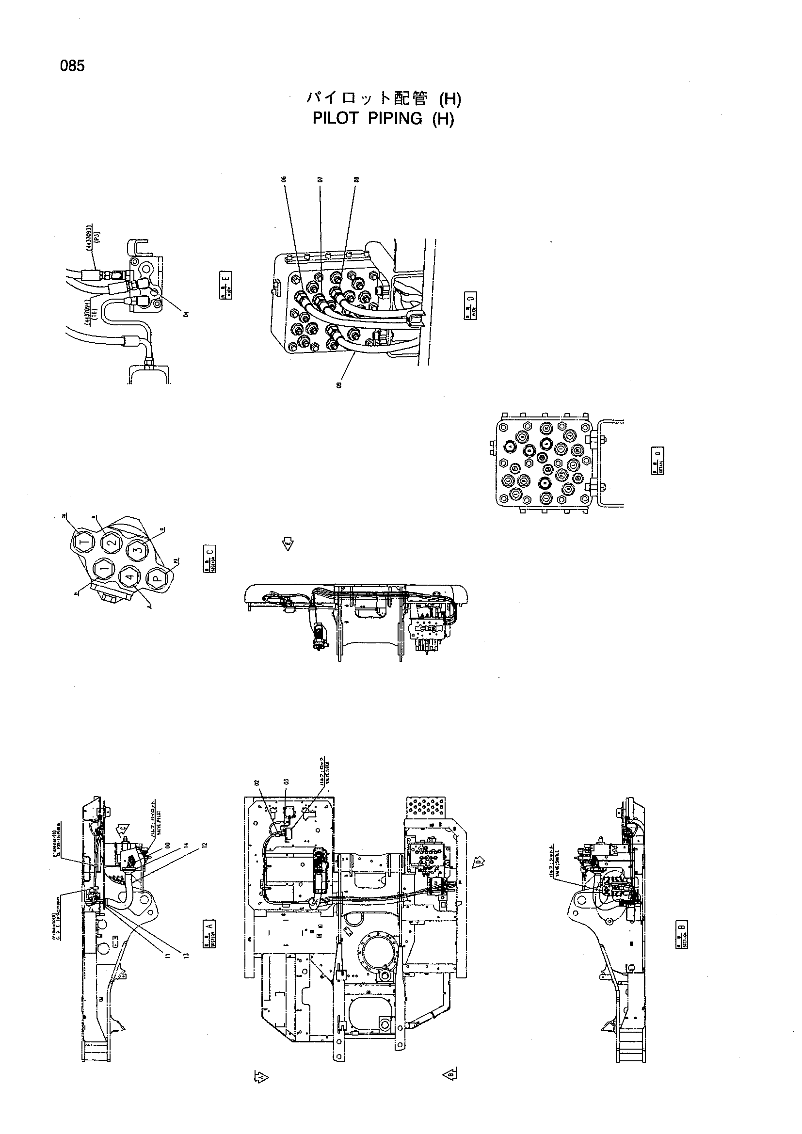 Схема Пилотные гидролинии (H) HITACHI ZX160