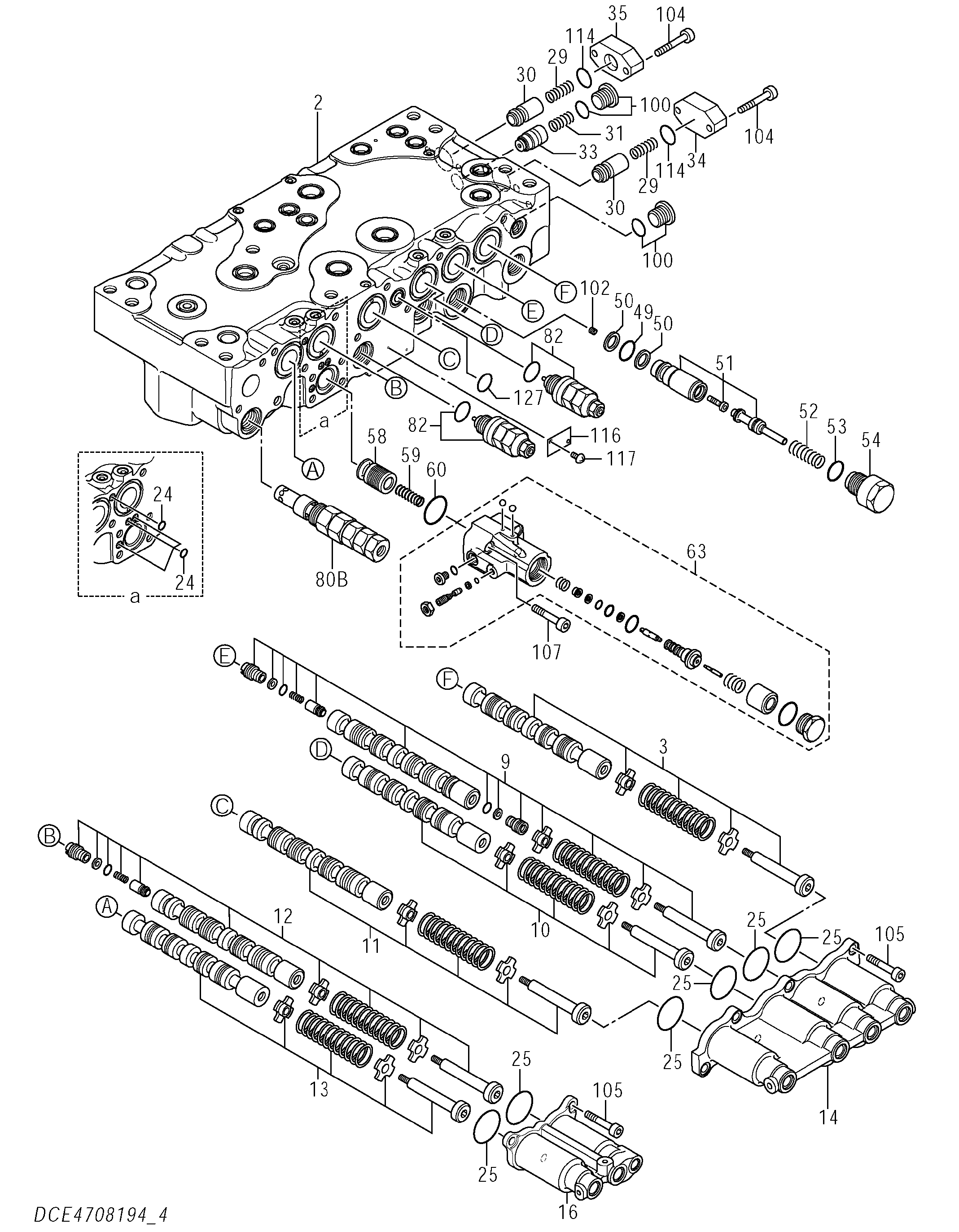 Схема Гидрораспределитель (4/5) HITACHI ZX250LCN-5B