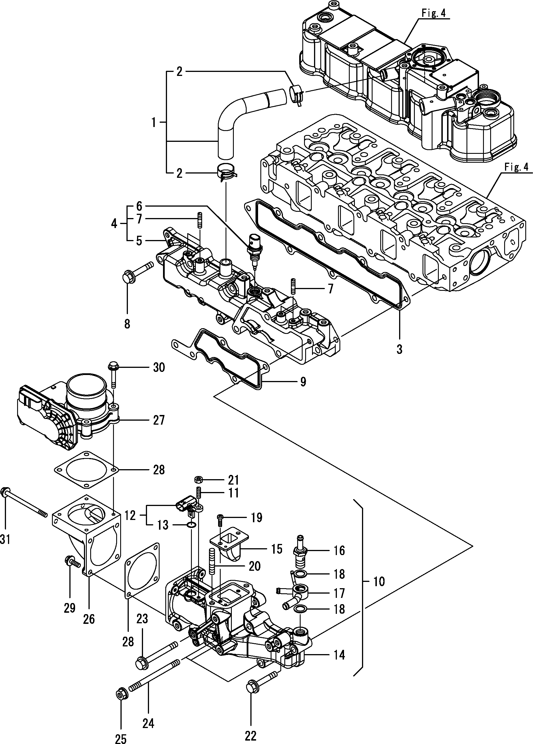 Схема Впускной коллектор HITACHI ZX50U-5N