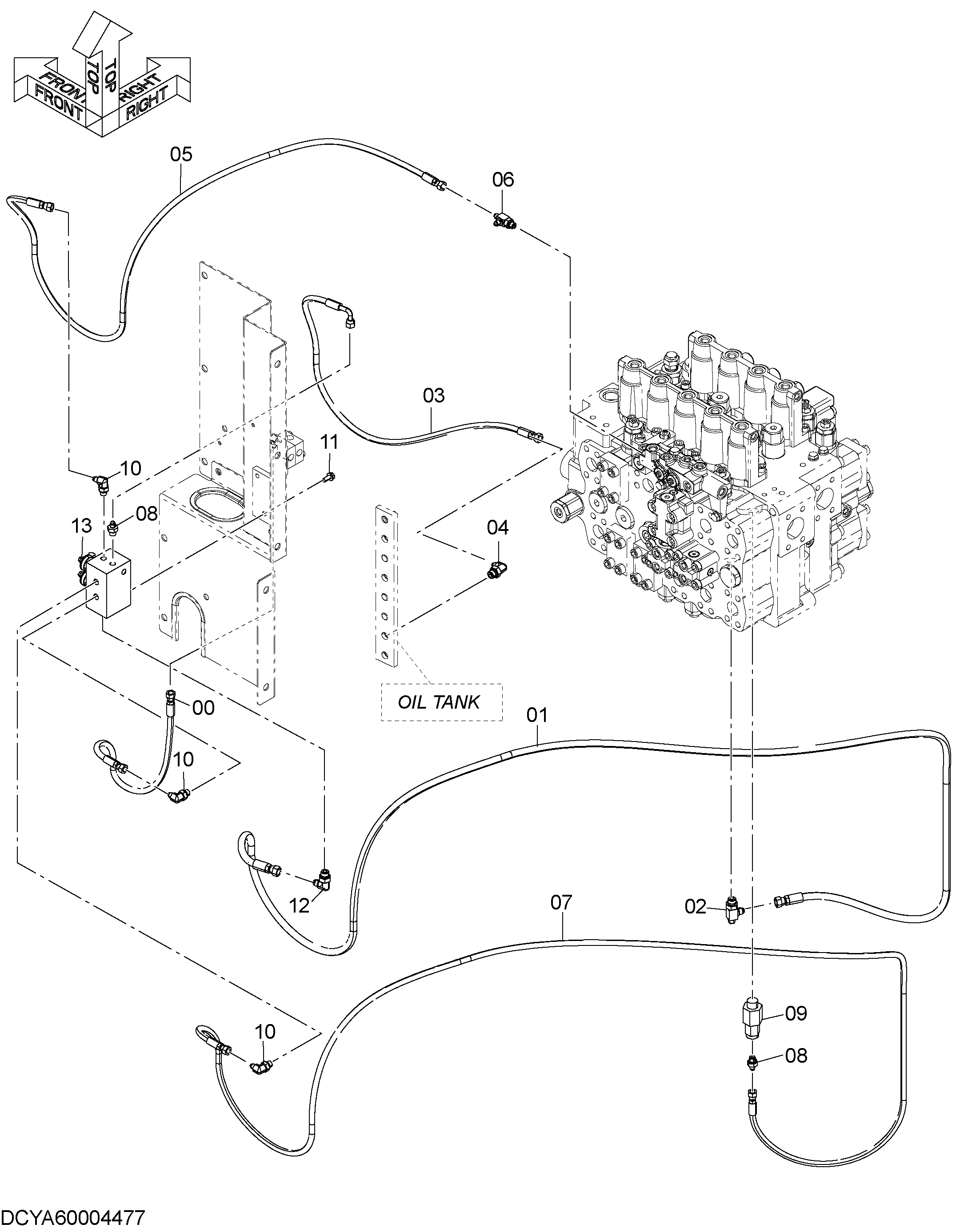 Схема Пилотные гидролинии (3)MB HITACHI ZX470LCH-5B