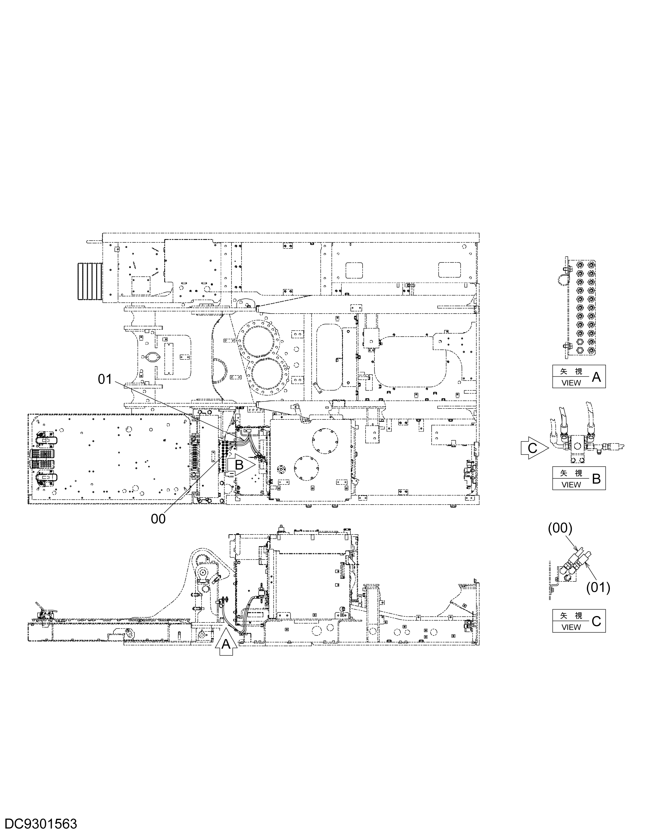 Схема Пилотные гидролинии (базовый) педаль(правый)(рама) HITACHI ZX470H-3