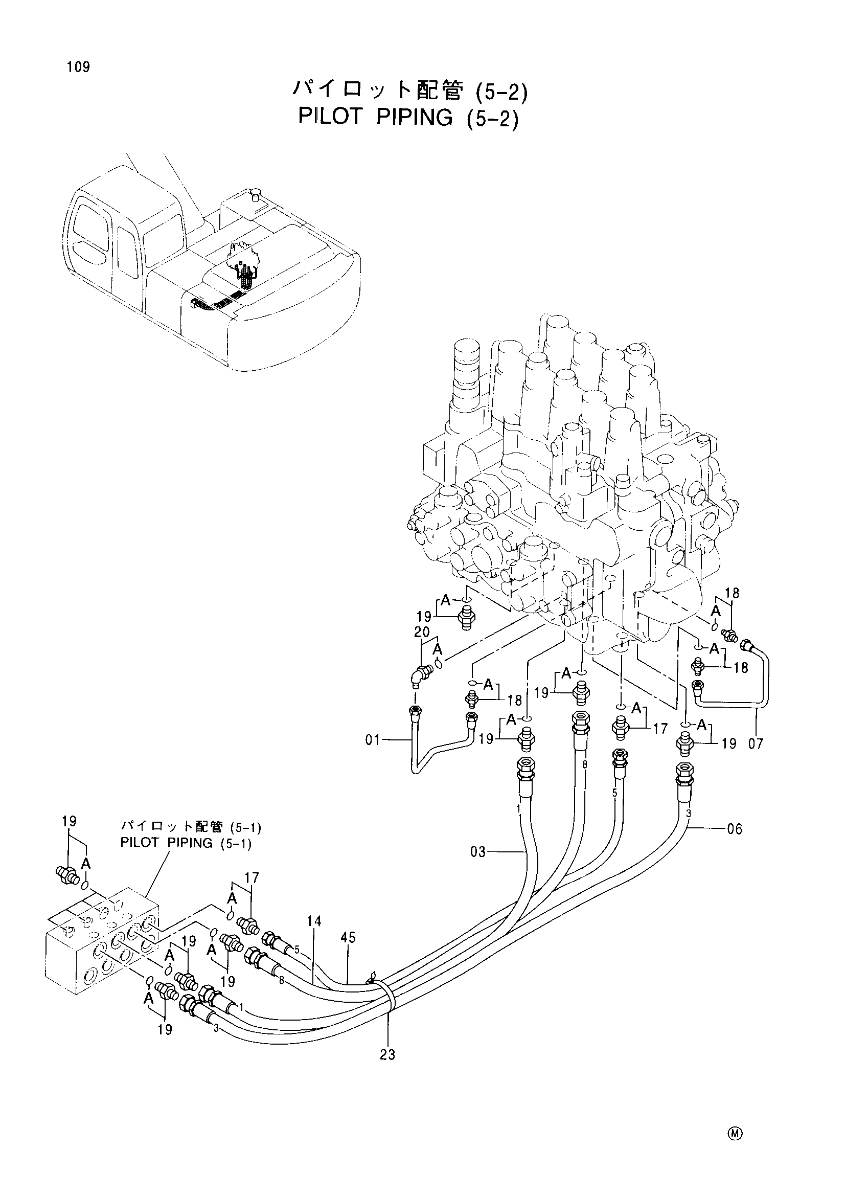 Схема Пилотный трубопроводы (5-2) HITACHI EX220-5
