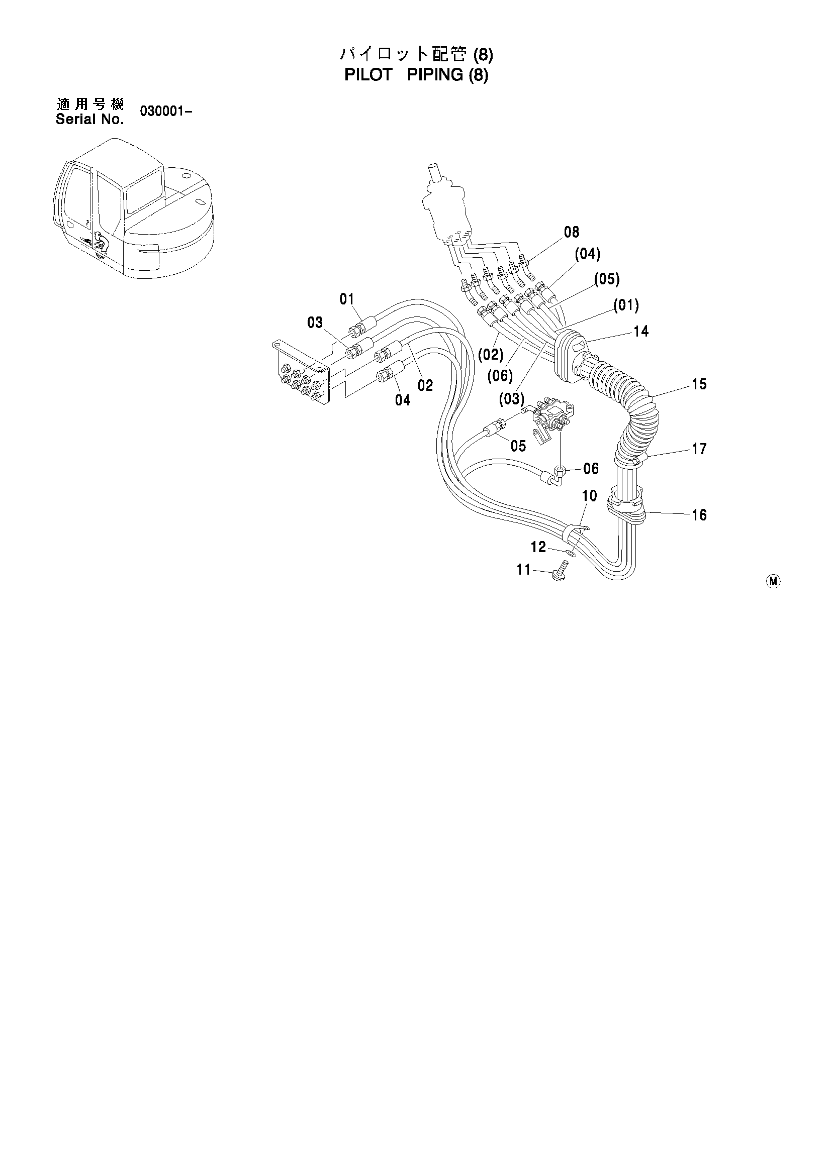 Схема Пилотные гидролинии (8) HITACHI ZX75US