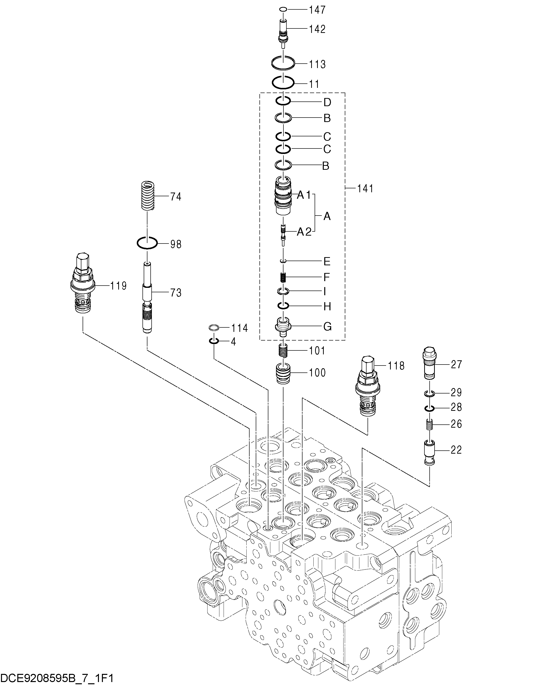 Схема Гидрораспределитель (7/8) HITACHI ZX160