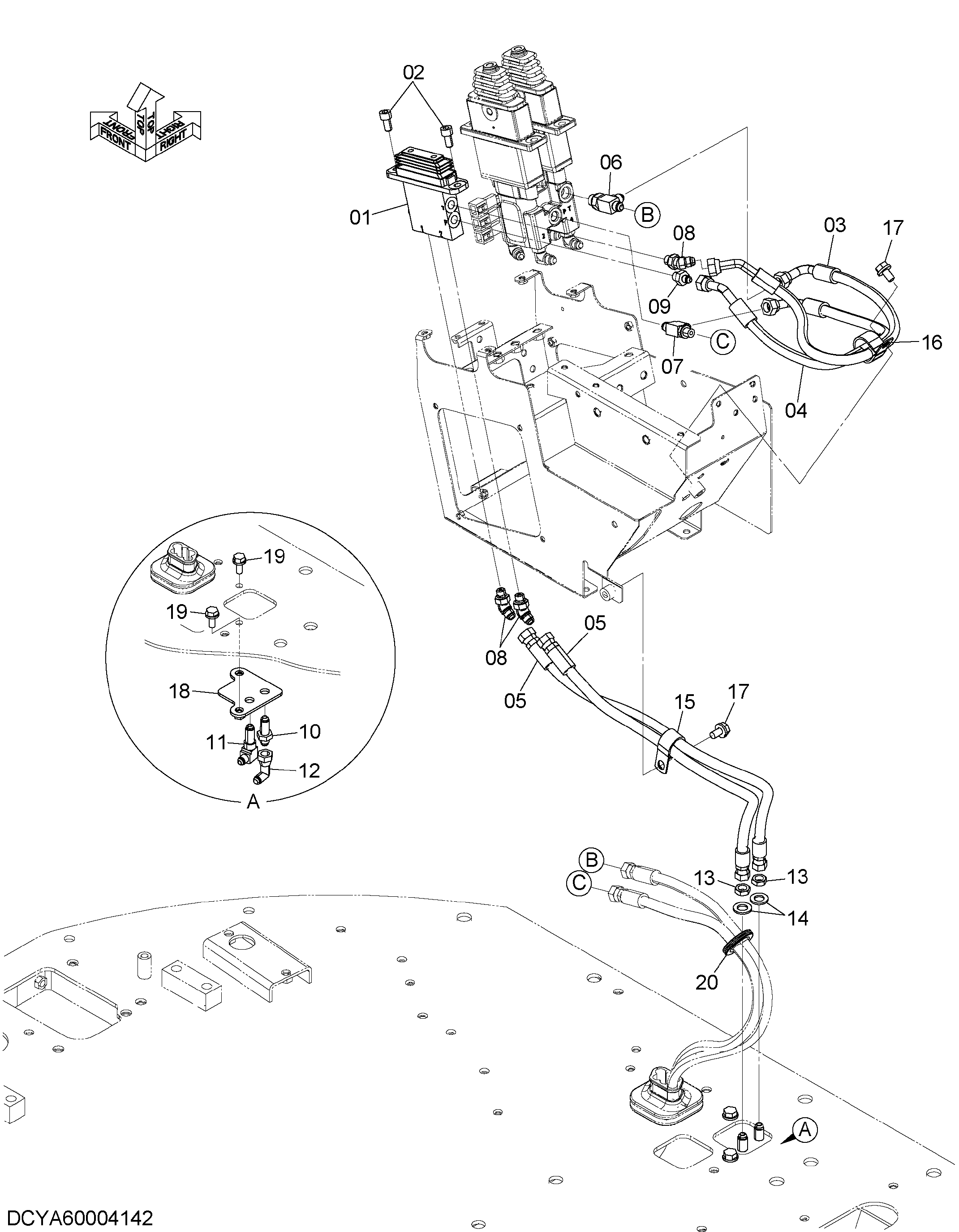 Схема Пилотные гидролинии (палец рычаг)(AP3) HITACHI ZW250-5B