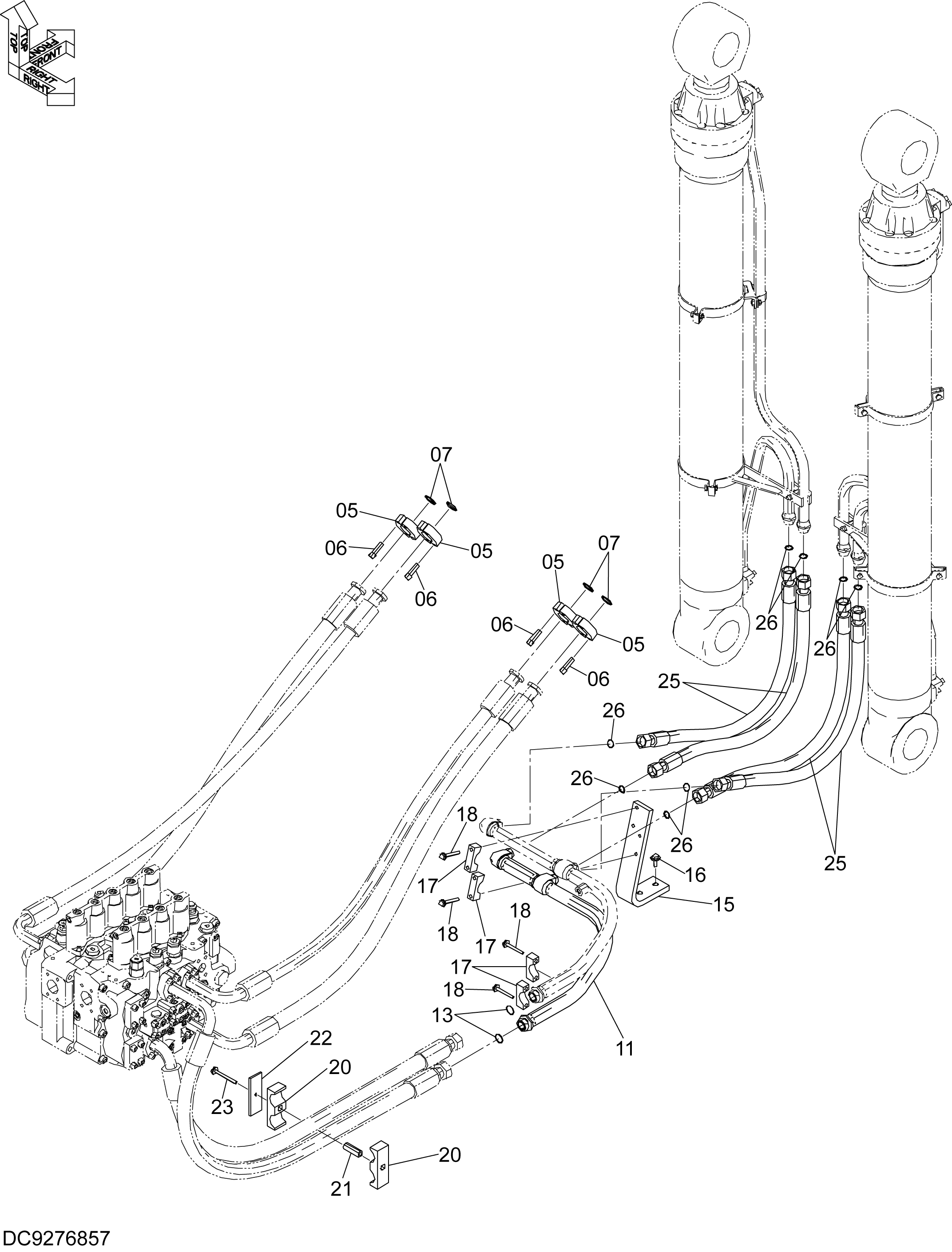 Схема Основные гидролинии (3) HITACHI ZX450-3