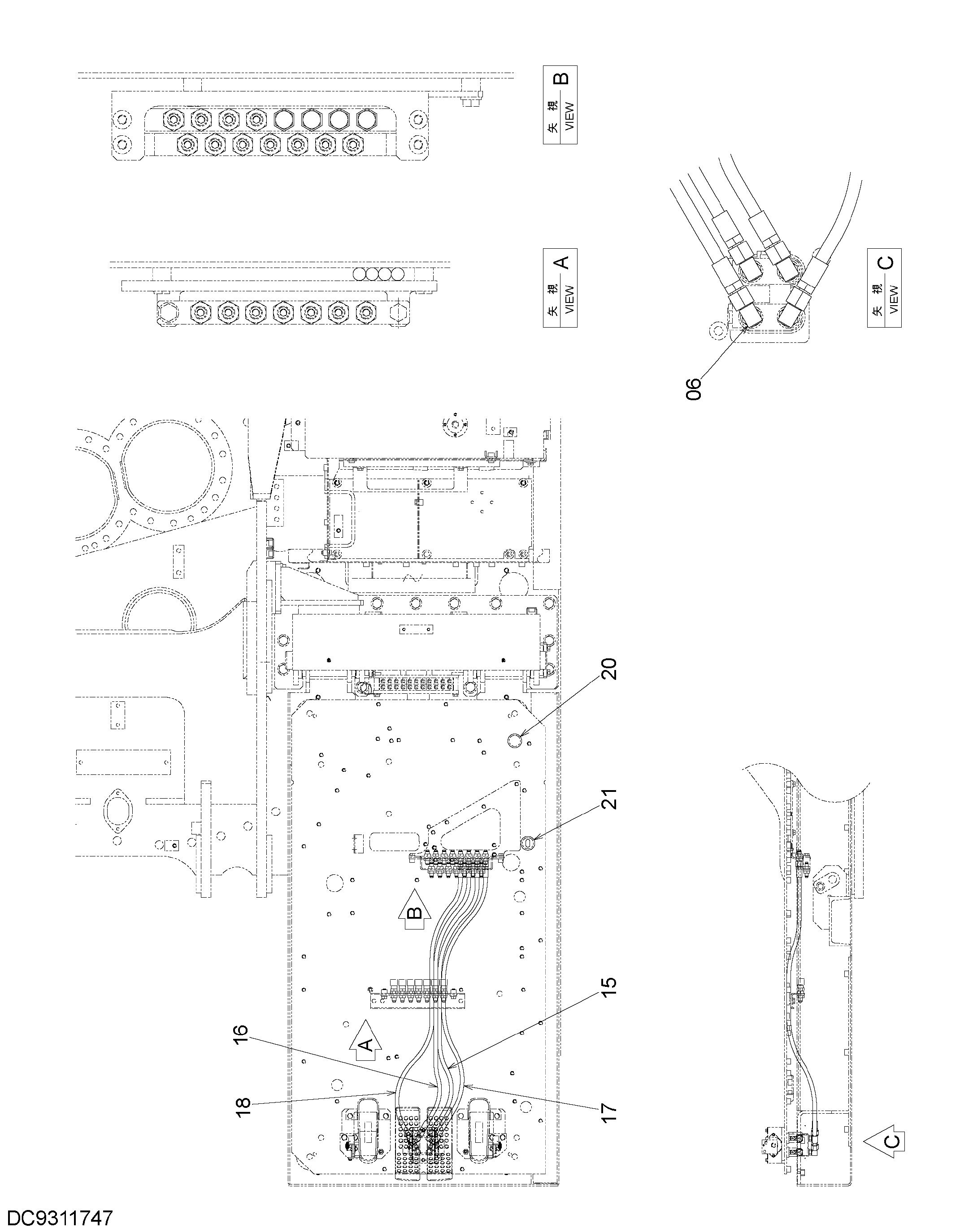 Схема Пилотные гидролинии (6)(пол) HITACHI ZX470H-3