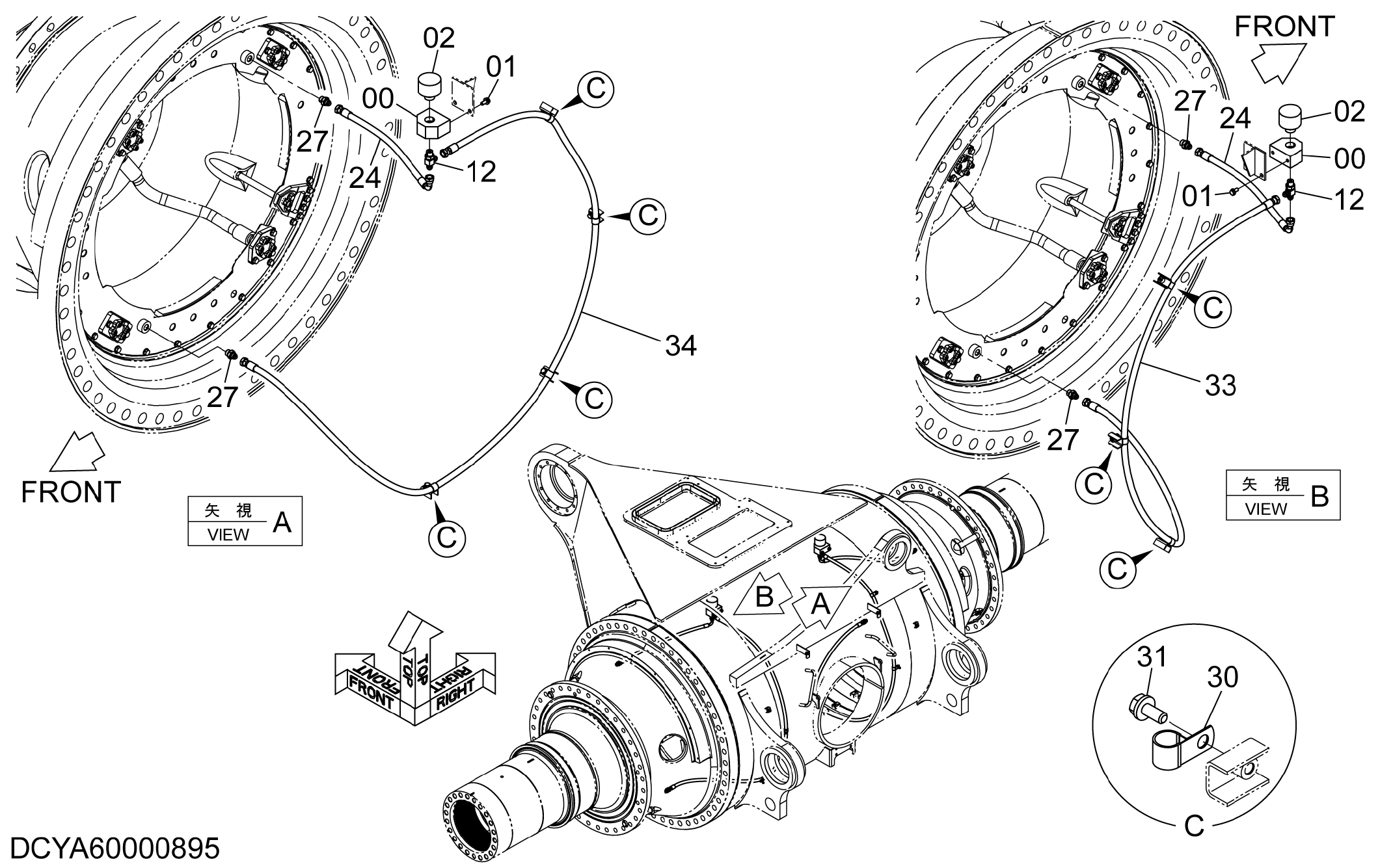Схема Воздушный брестхер трубопроводы (тормоз) HITACHI EH5000AC-3-C