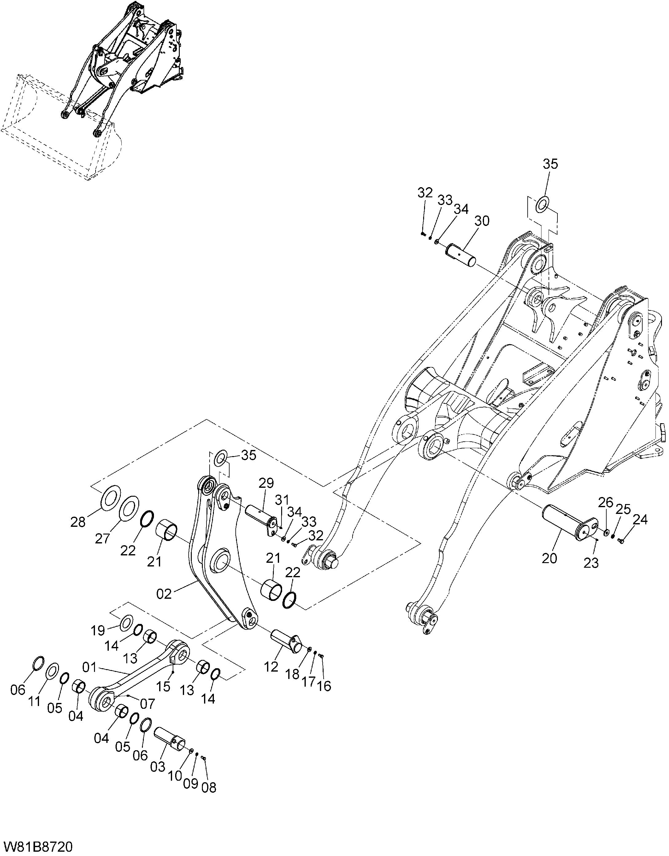 Схема Подъём рукоять(2) [6CE, H3E, HCE, HEE] (SLA) HITACHI ZW150