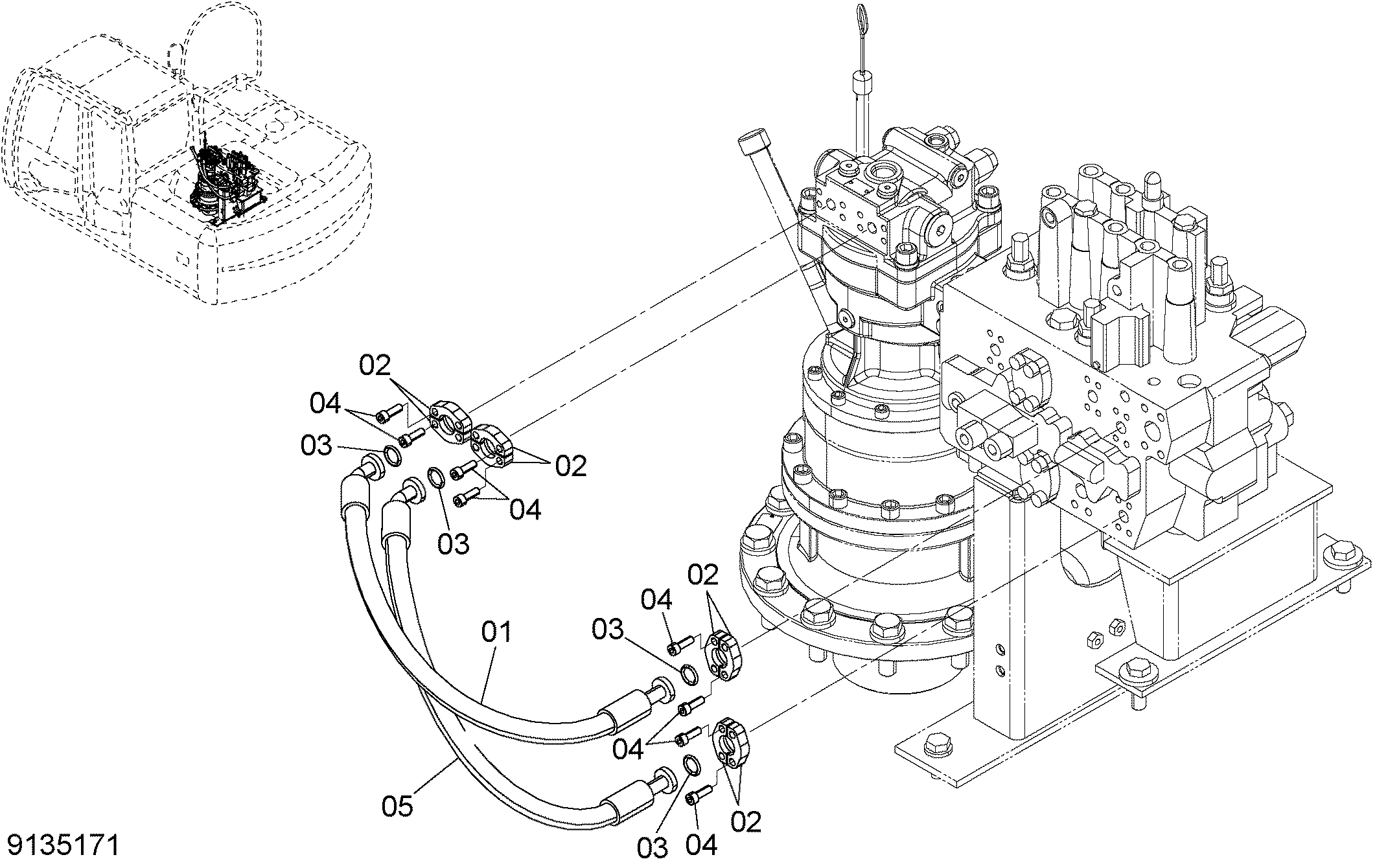 Схема Основные гидролинии (3) HITACHI ZX130-HCME