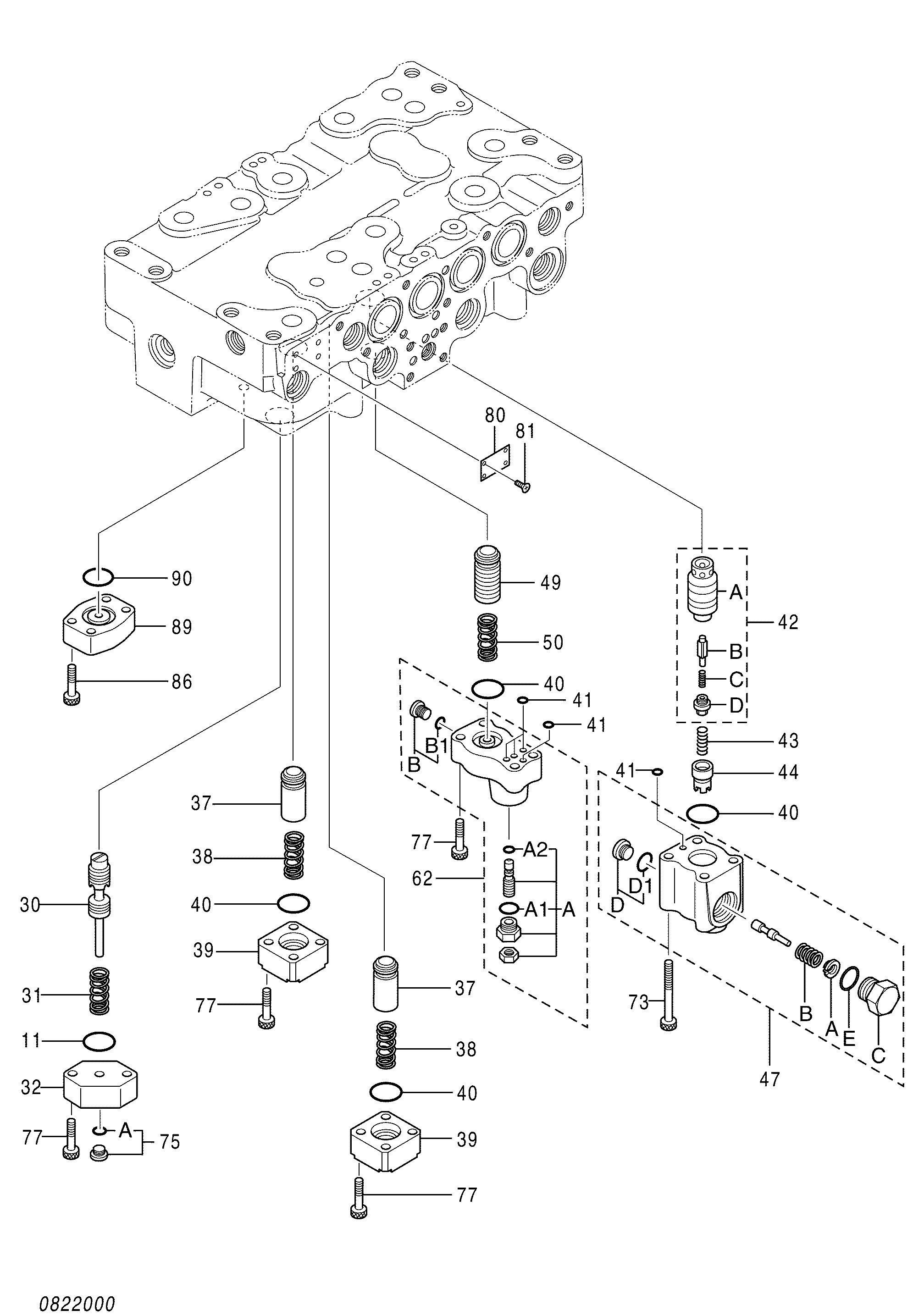Схема Гидрораспределитель (2/5) HITACHI ZX250K-3G