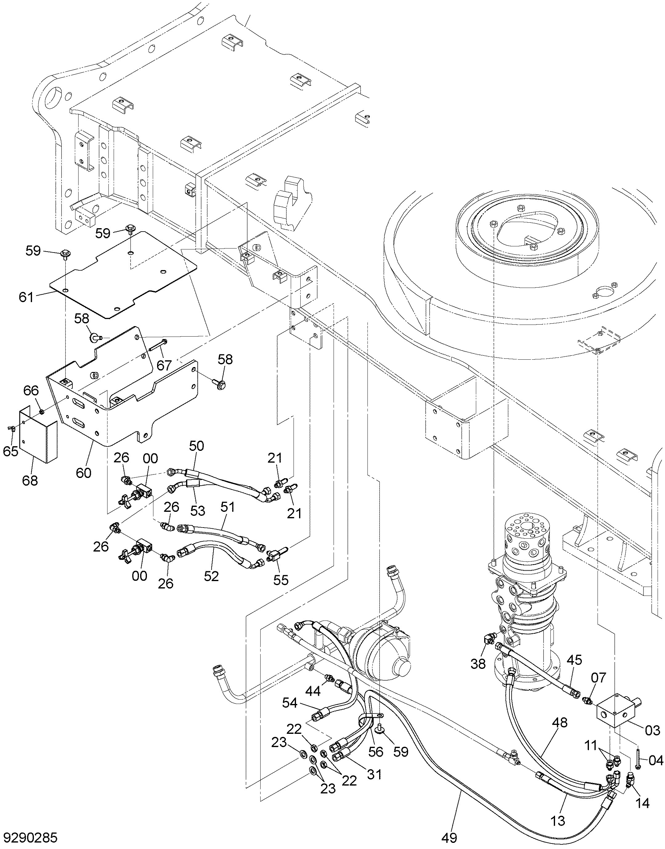 Схема Подвеска трубопроводы (3) HITACHI ZX145W-3