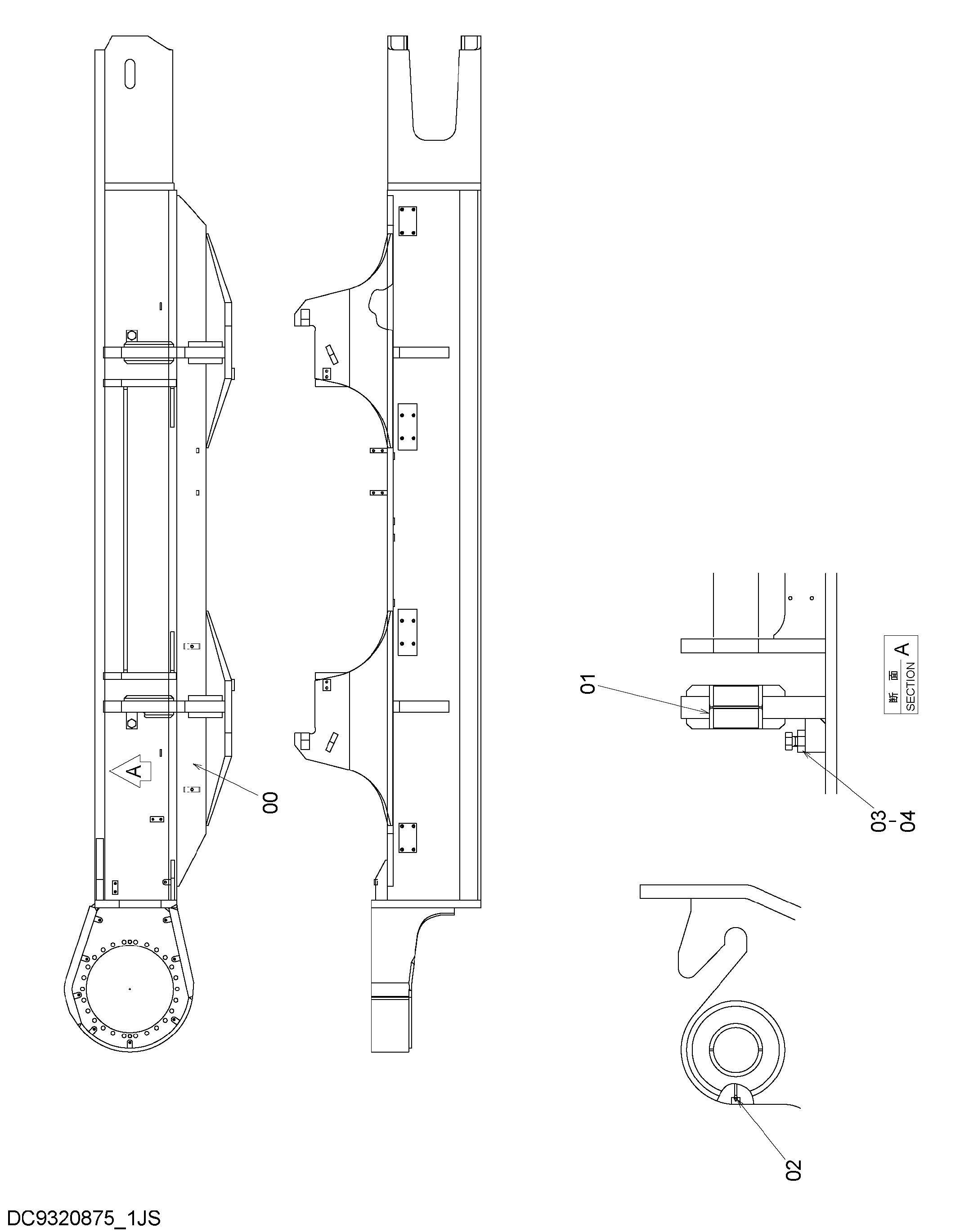 Схема Гусеница боковой рама (правый) HITACHI ZX1800K-3