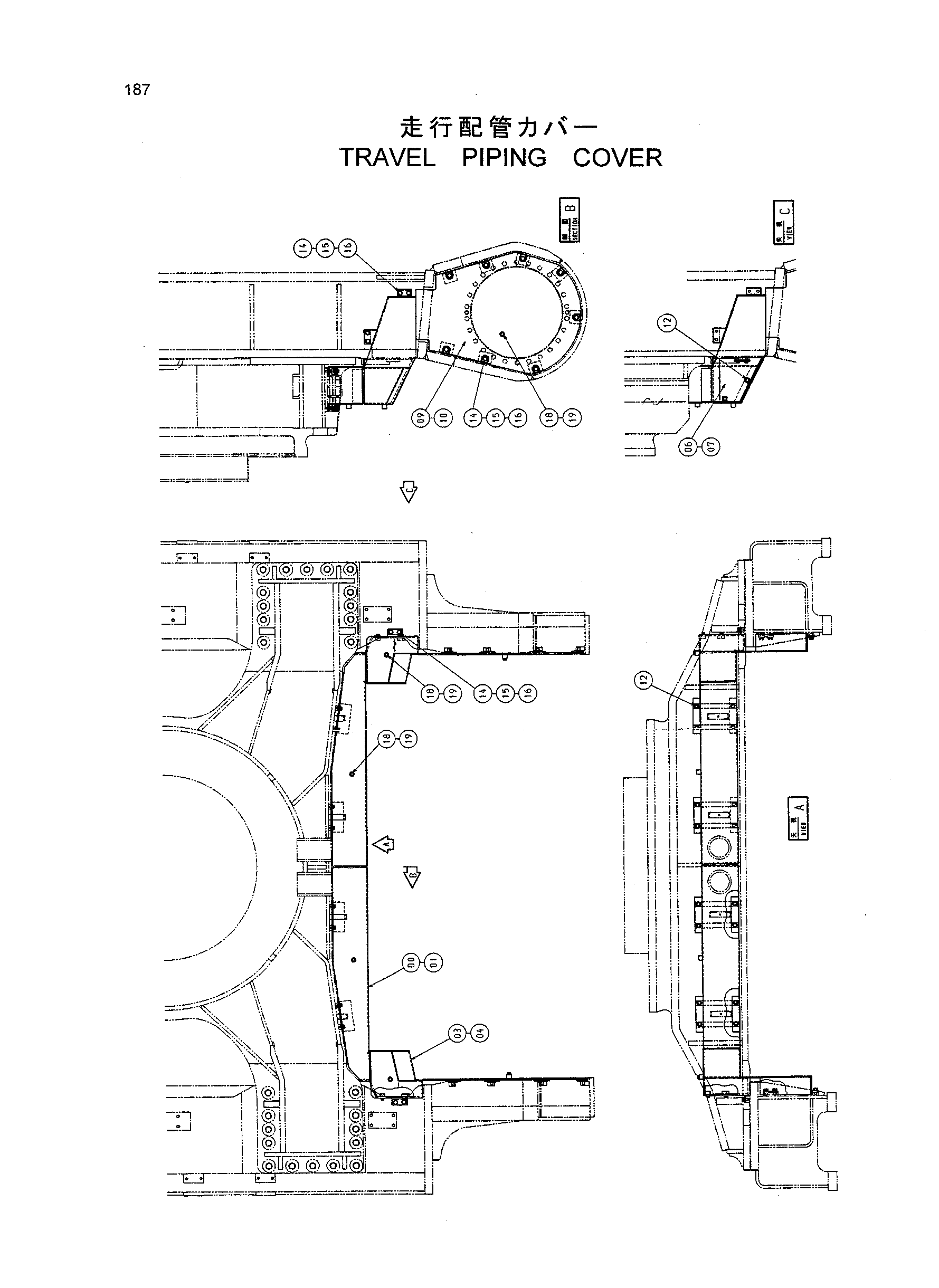 Схема Гидролинии хода крышка HITACHI EX1200-5
