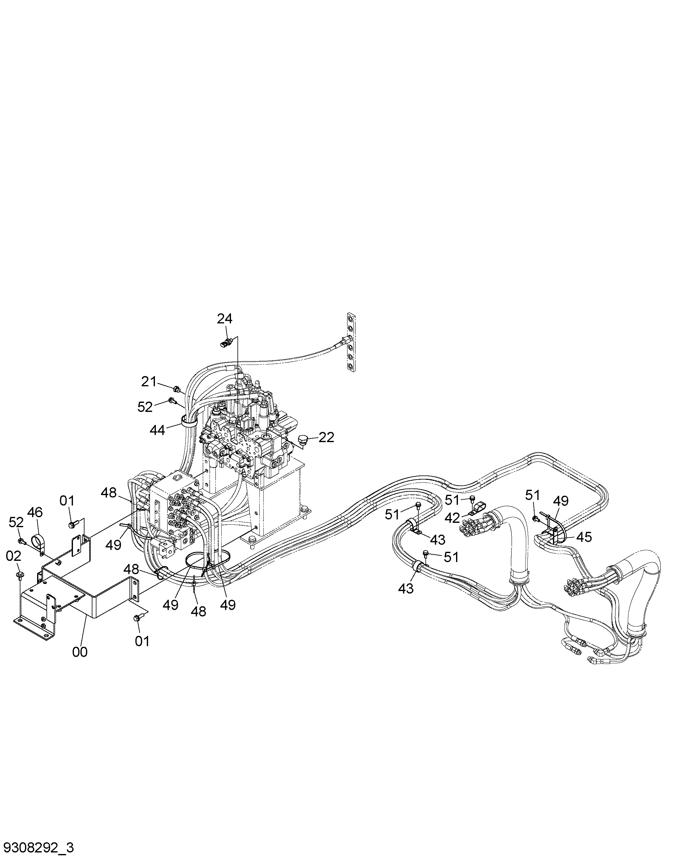 Схема Пилотные гидролинии (E-3) HITACHI ZX145W-3-AMS