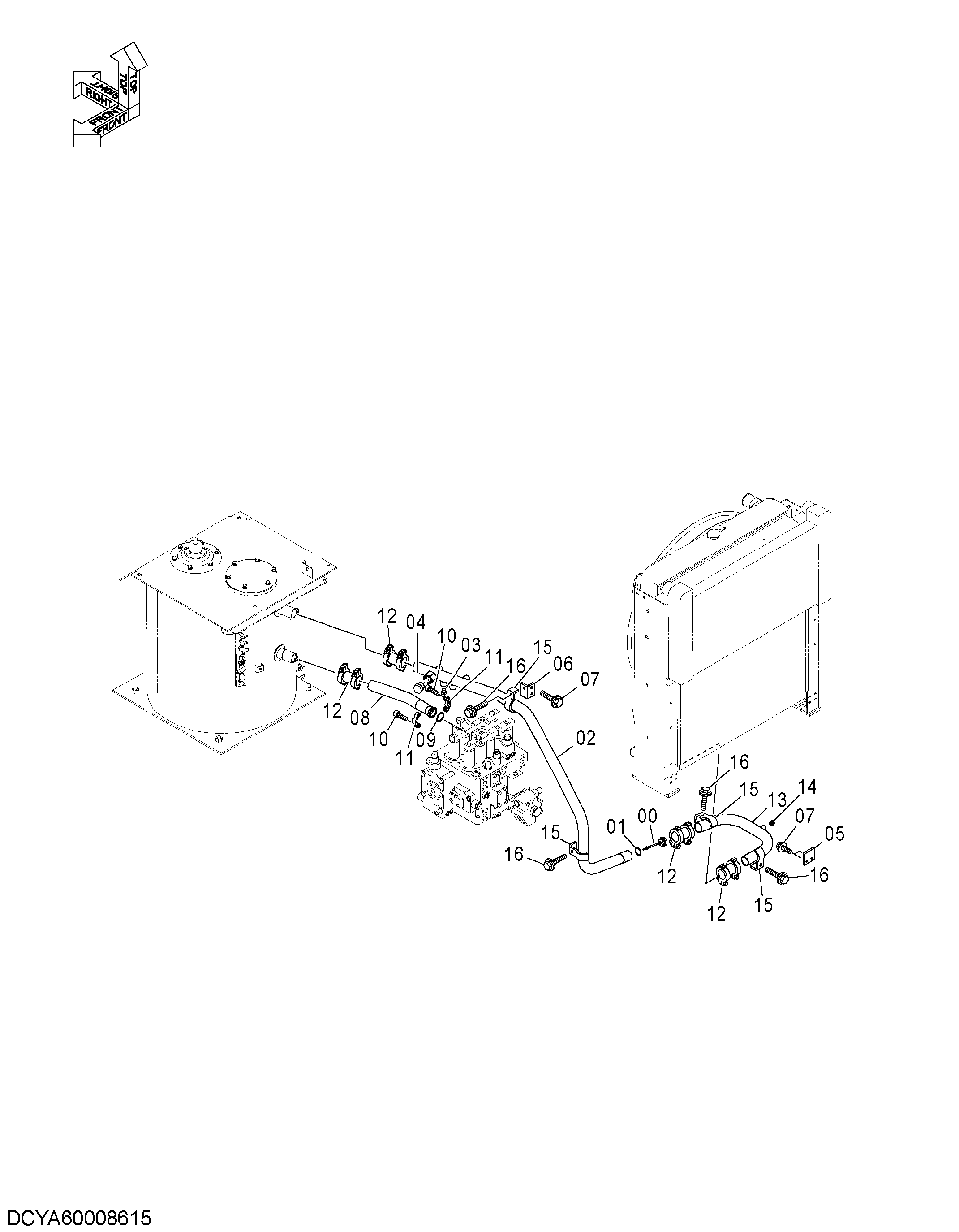 Схема Обратные трубопроводы (1) HITACHI ZX330LC-3G