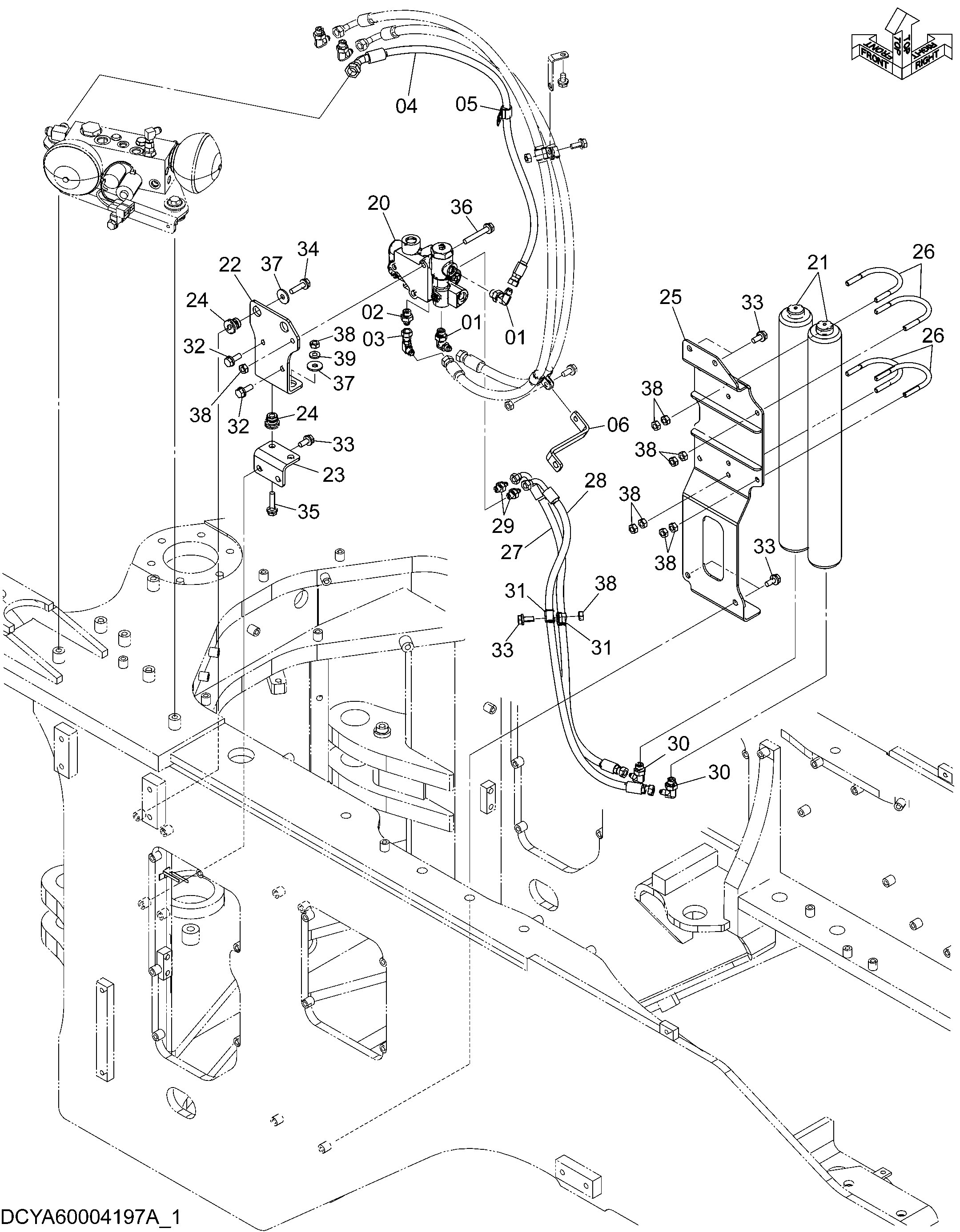 Схема Тормоз трубопроводы (1-1) HITACHI ZW250-5B