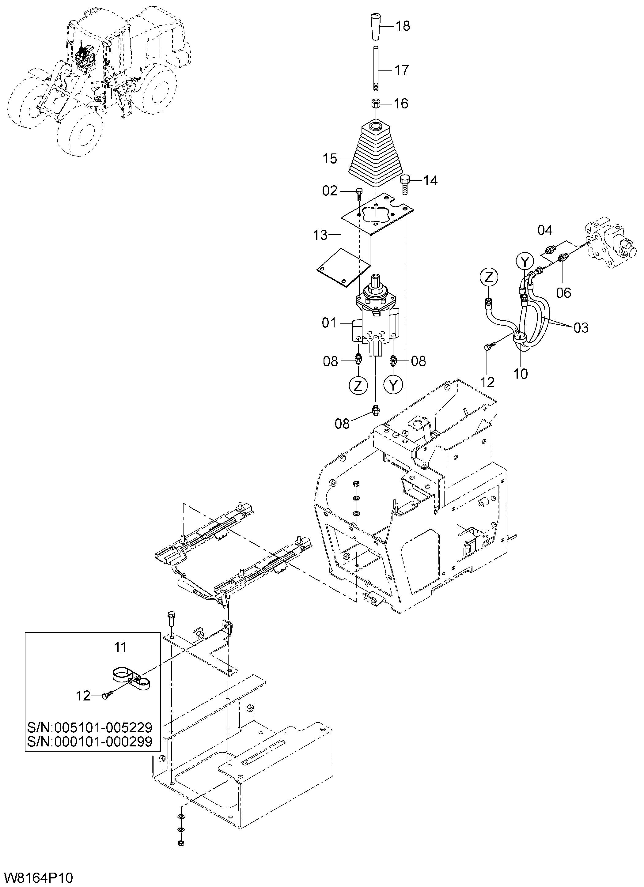 Схема Пилотные гидролинии(4-золотник)(4PL) HITACHI ZW220
