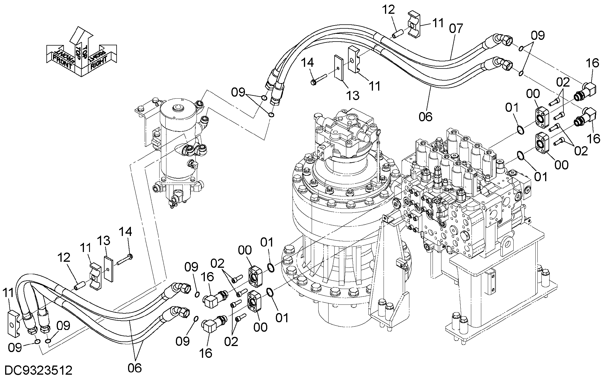 Схема Основные гидролинии (2) HITACHI ZX1800K-3