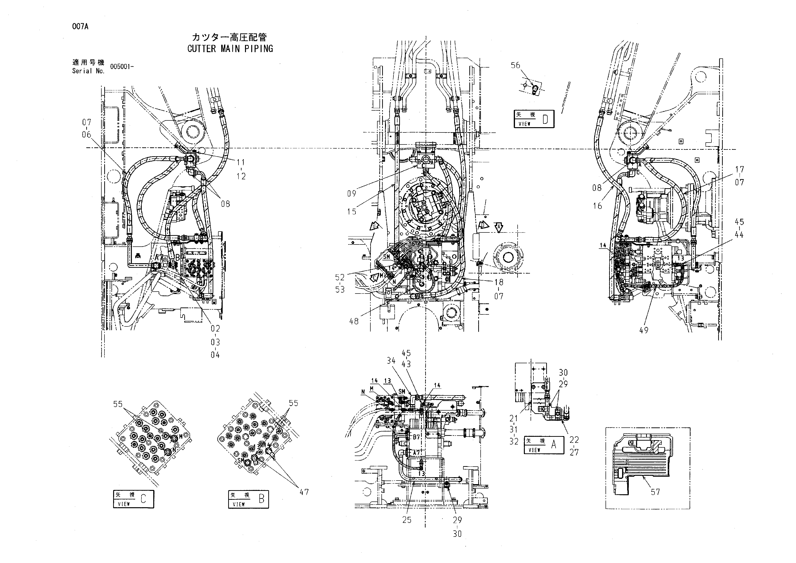 Схема Резец основные гидролинии HITACHI ZX160
