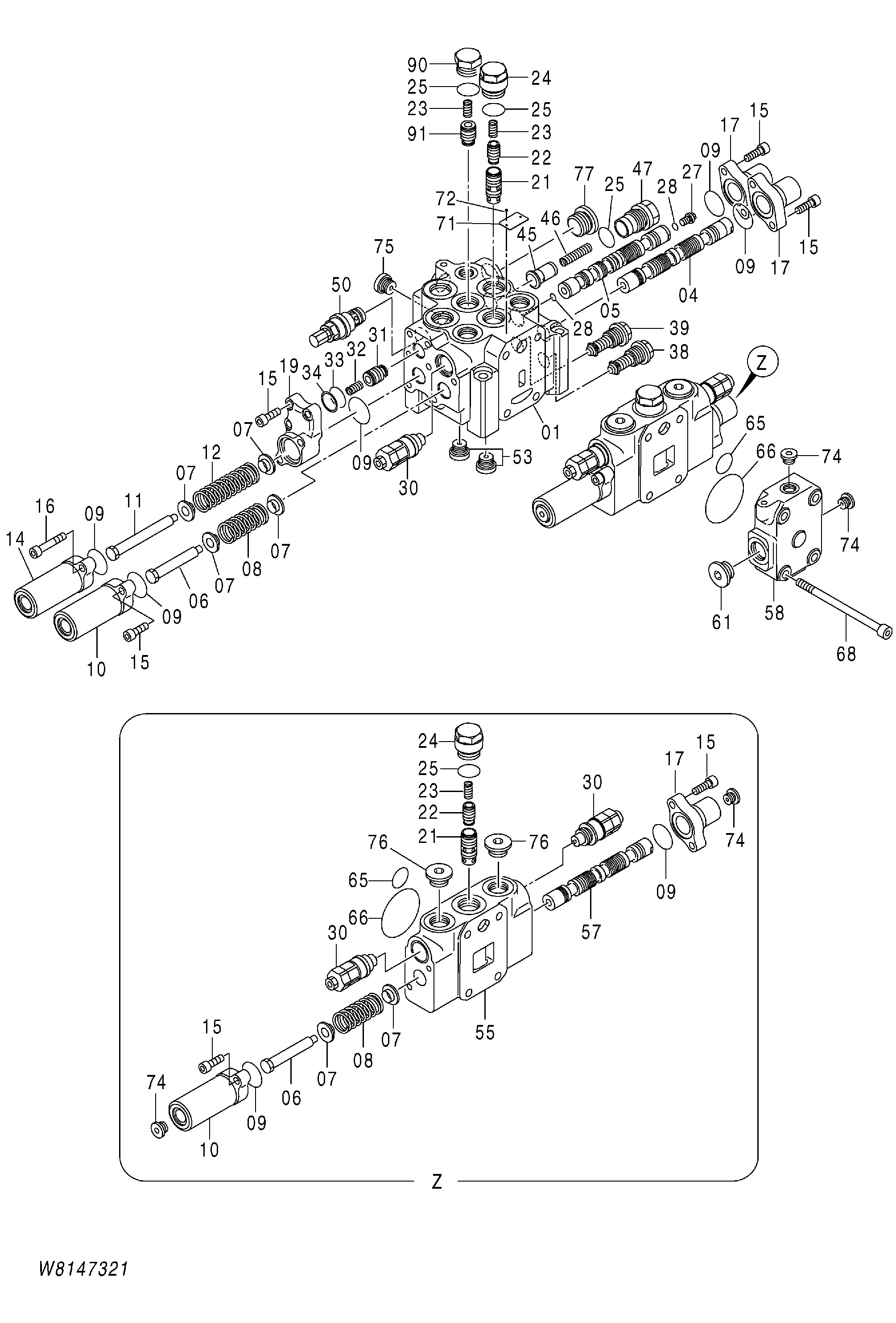 Схема Клапан основной [6CC, H3C, HCC, HEC] (3SP) HITACHI ZW140