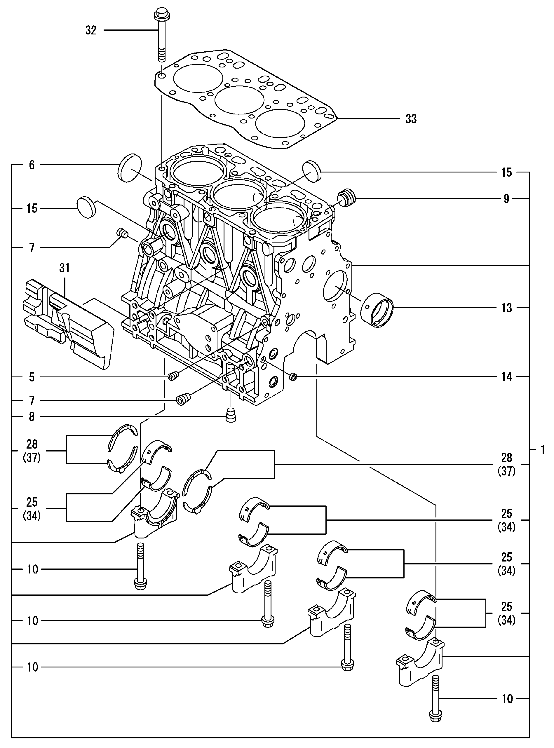 Схема Блок цилиндров HITACHI ZX30UR-2