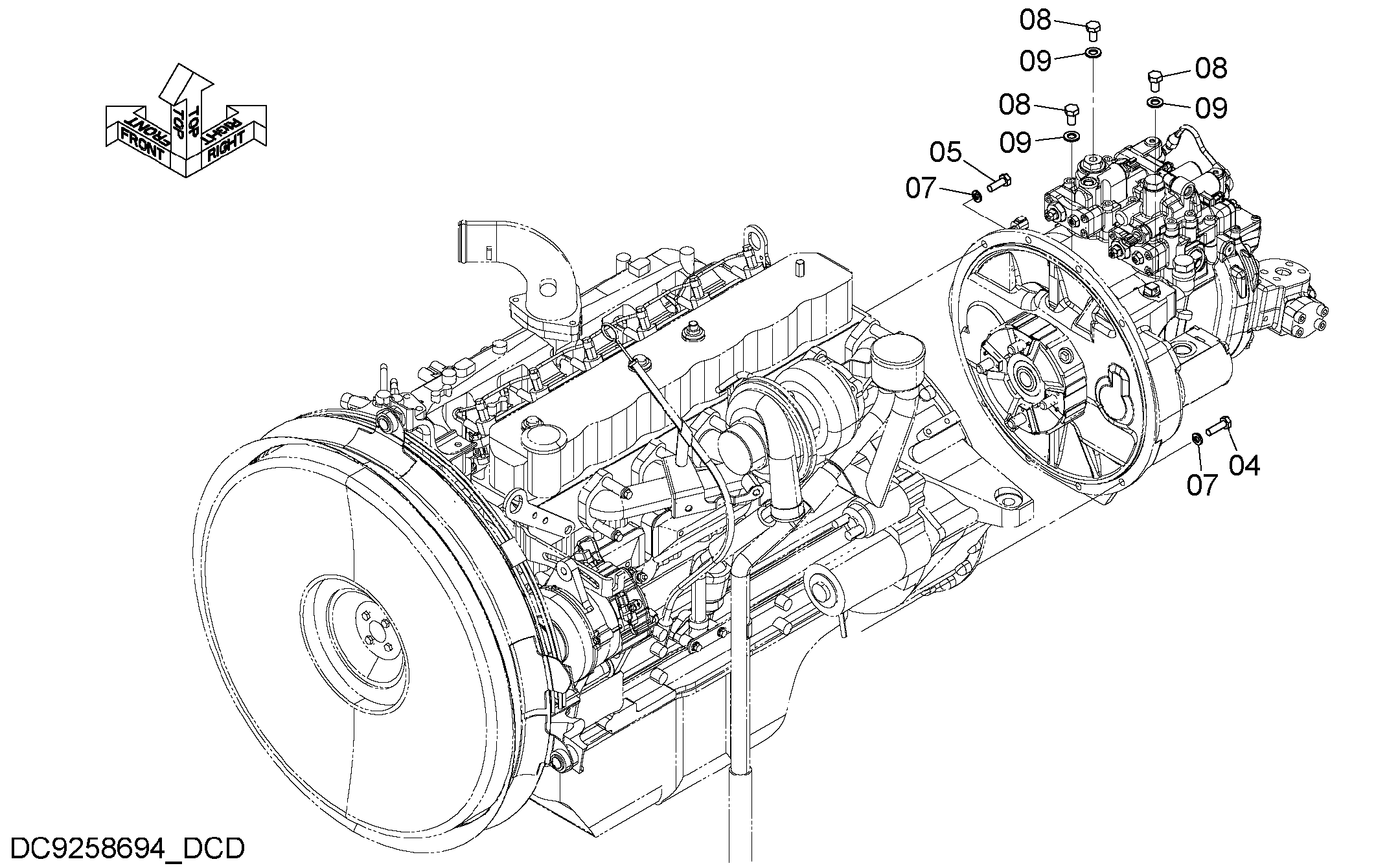 Схема Опора насосного агрегата HITACHI ZX200LC-5G