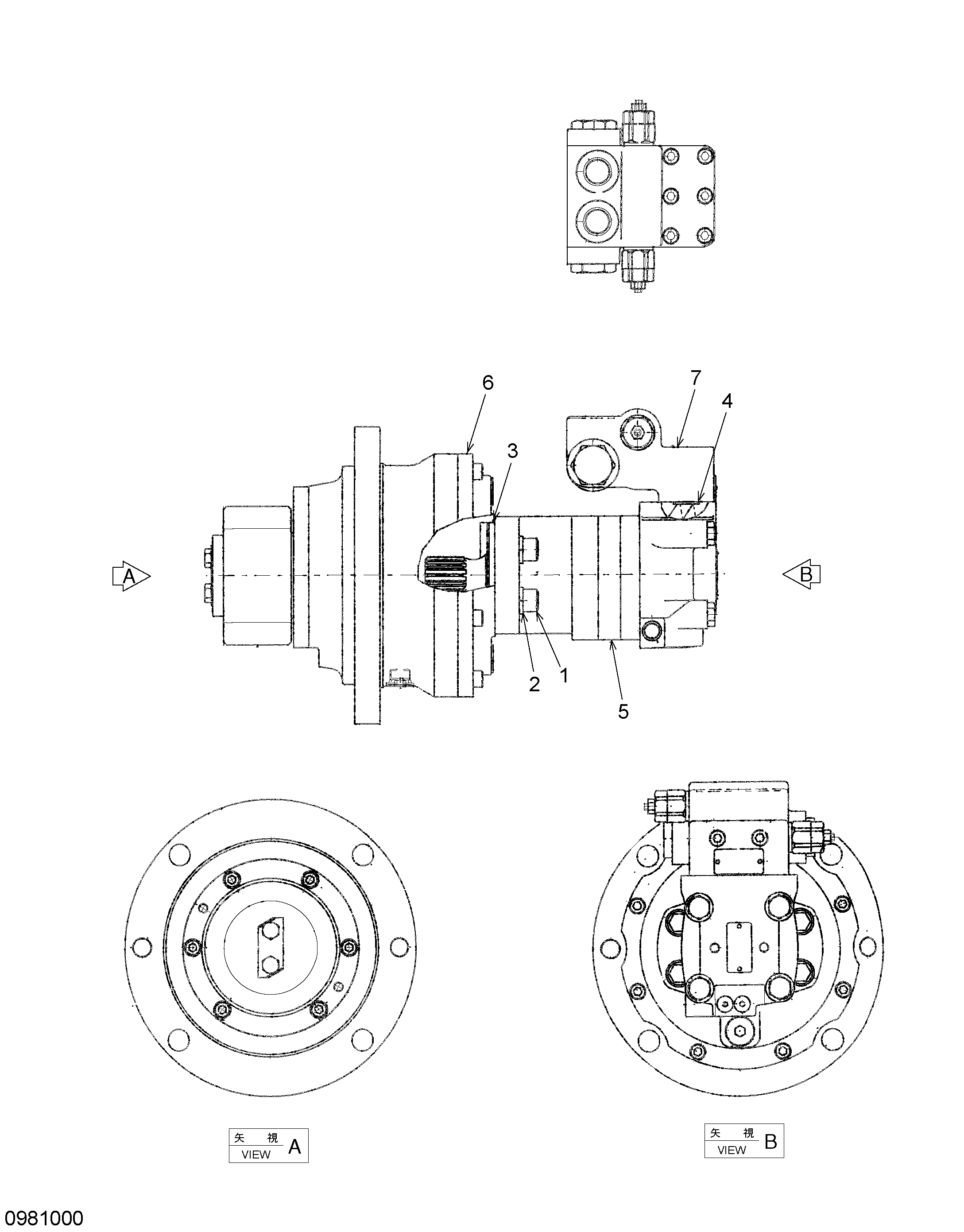 Схема Гидромотор в сборе HITACHI ZX200-3