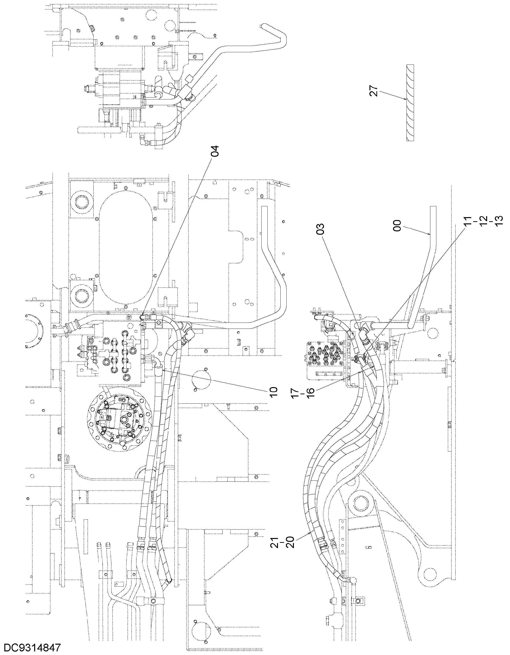 Схема Хигх-прессуре трубопроводы HITACHI ZX130-HCME