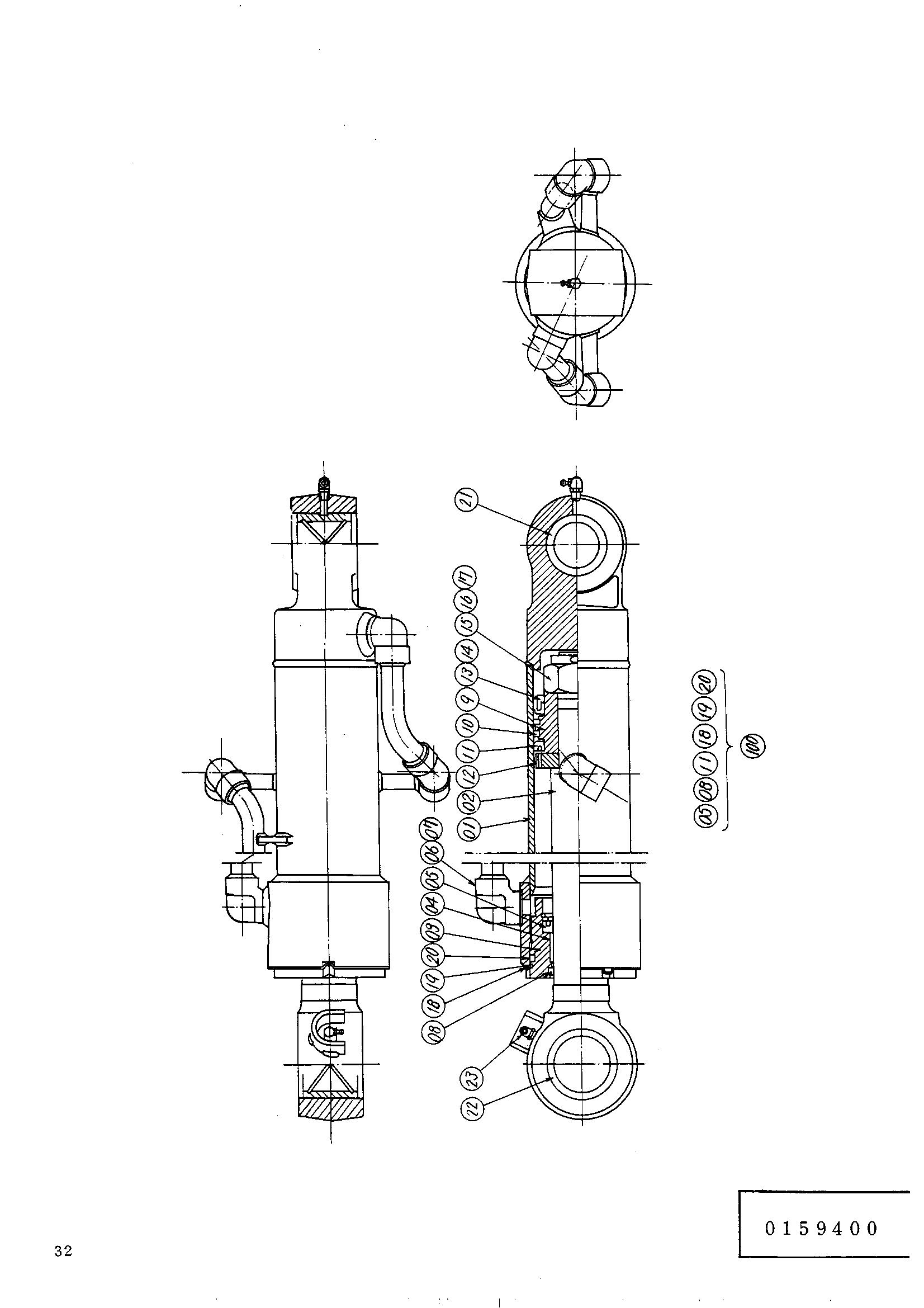 Схема Гидроцилиндр ковша HITACHI UH031M
