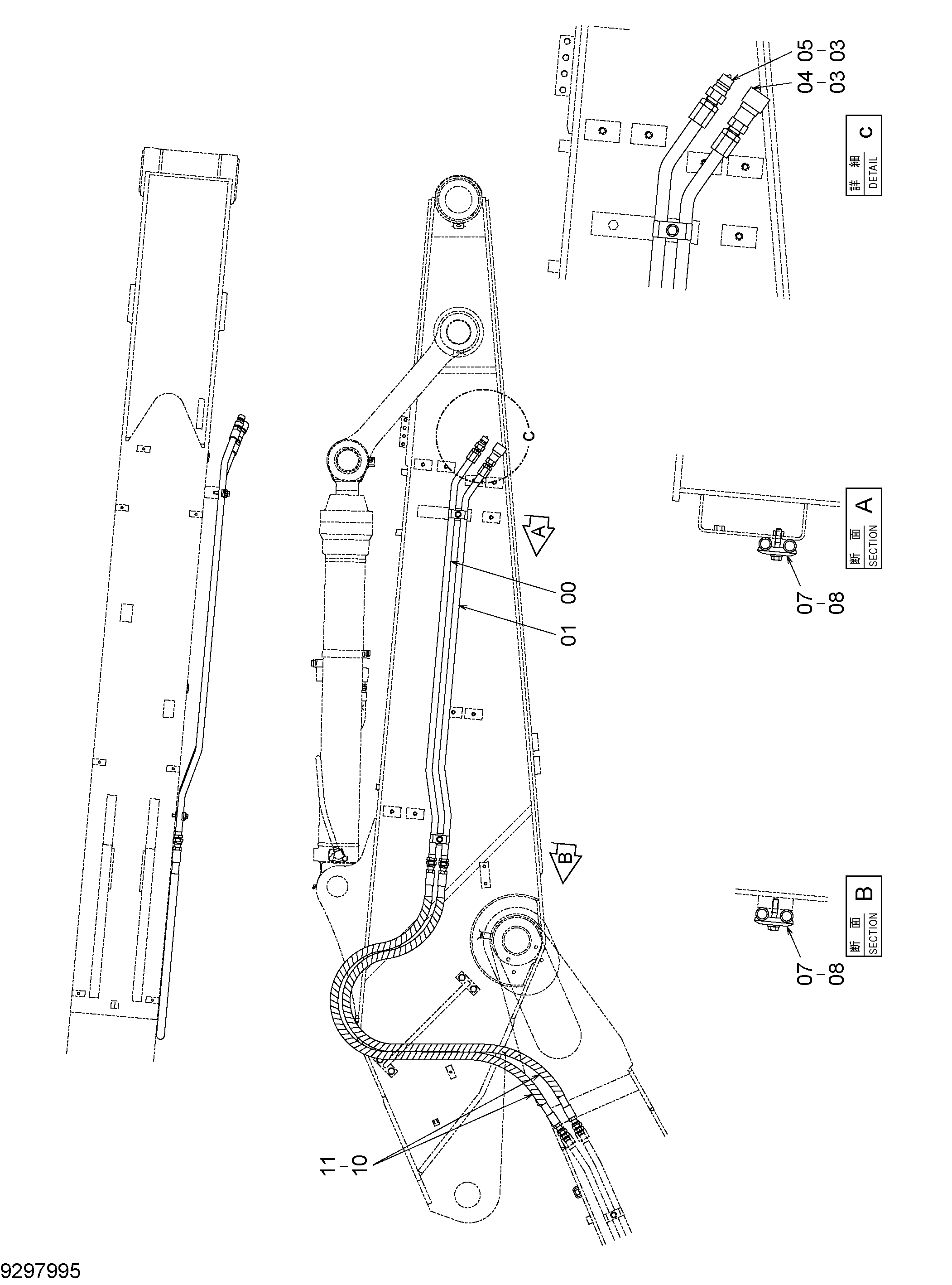 Схема Корпус трубопроводы (3) HITACHI RX3300-3