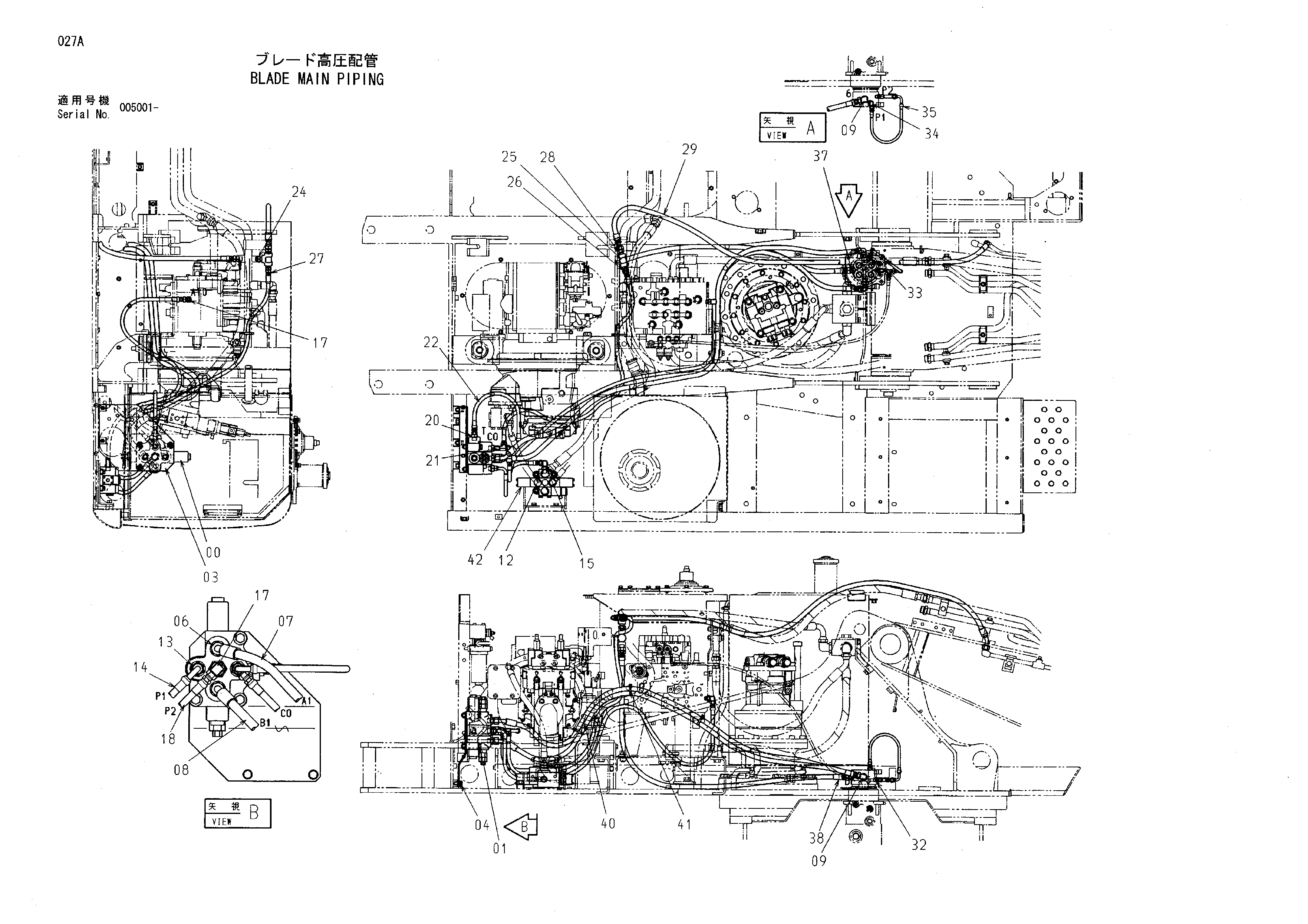Схема Отвал основные гидролинии HITACHI ZX160