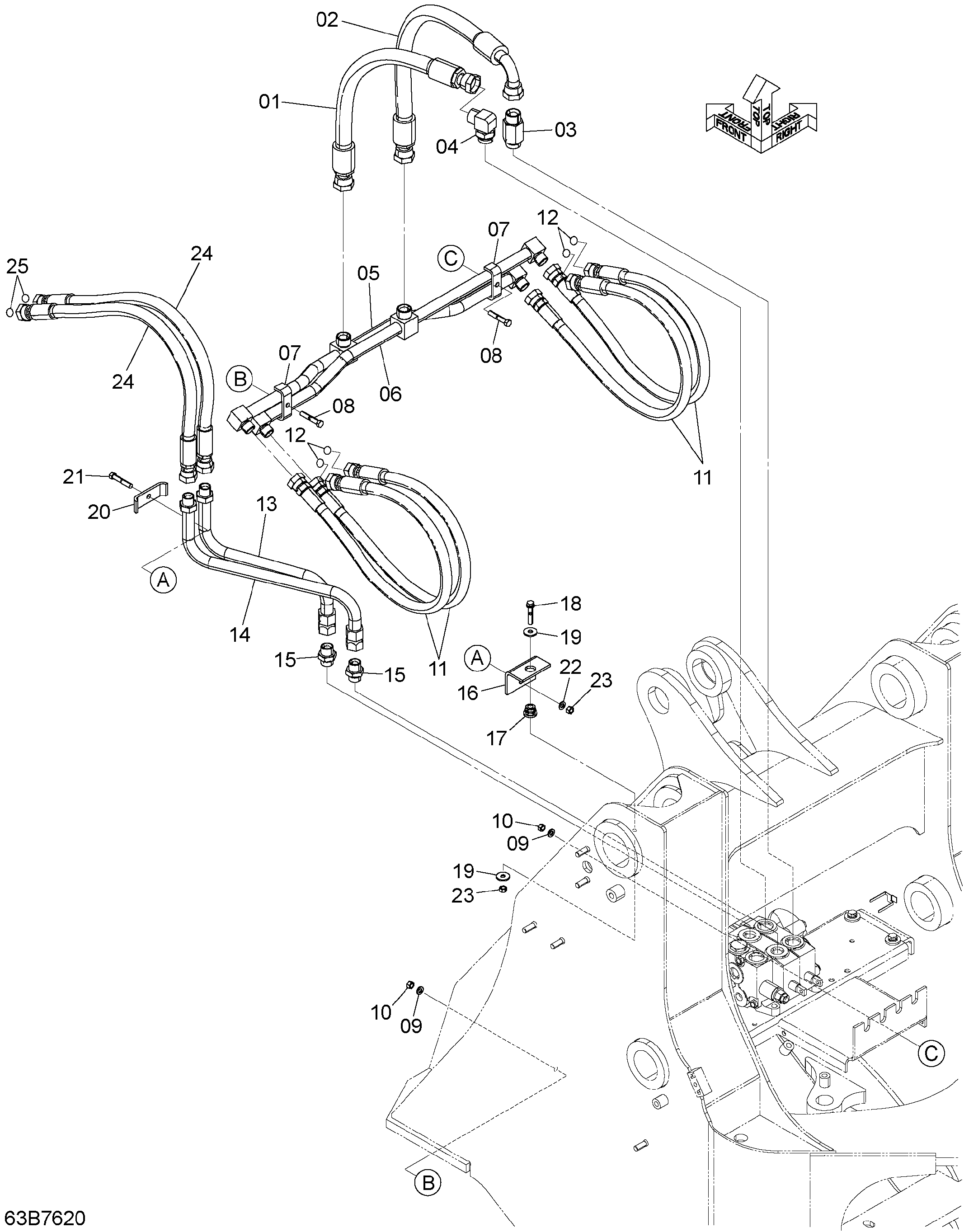 Схема Основные гидролинии (2) HITACHI ZW120