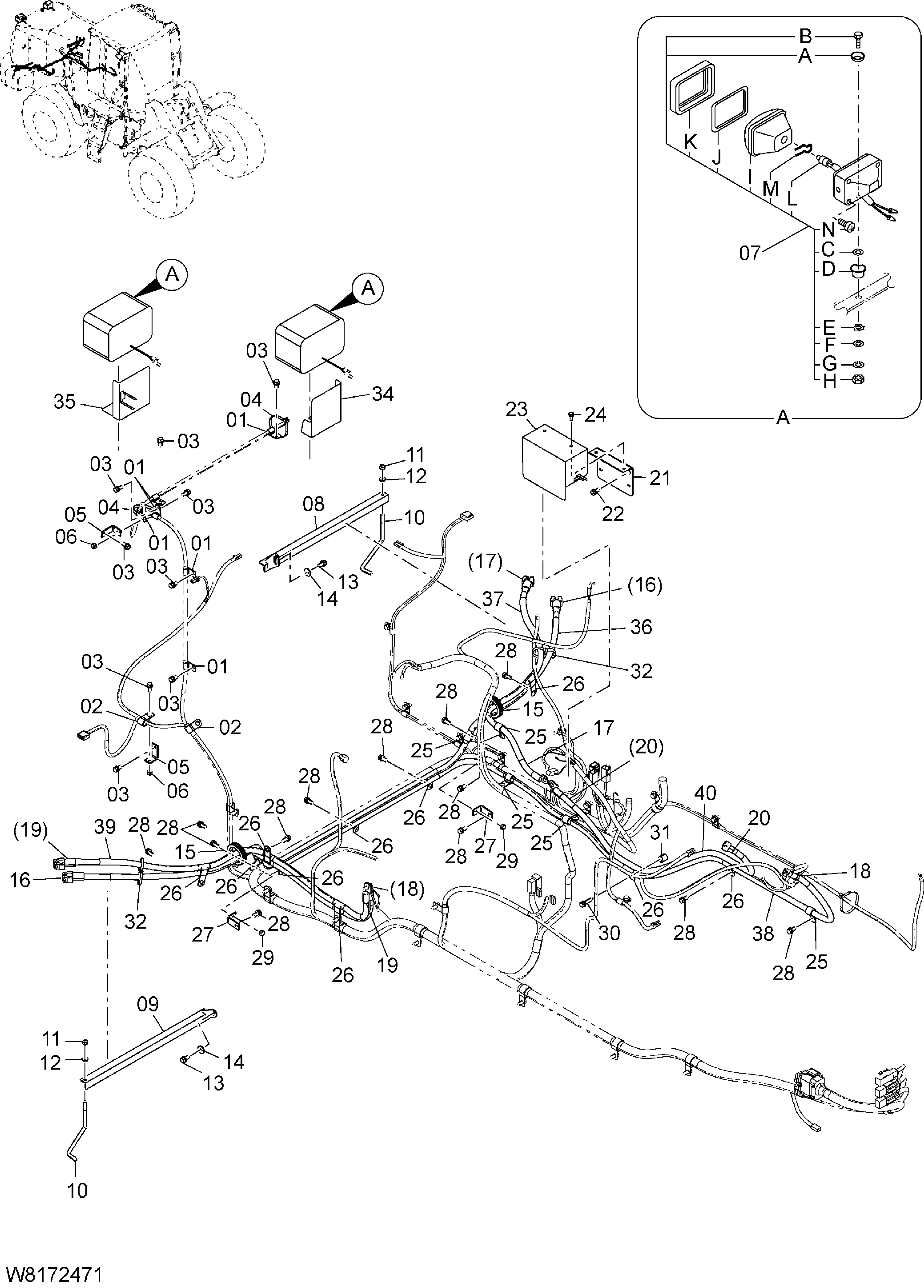 Схема Электрооборудование(задний)(4) HITACHI ZW310