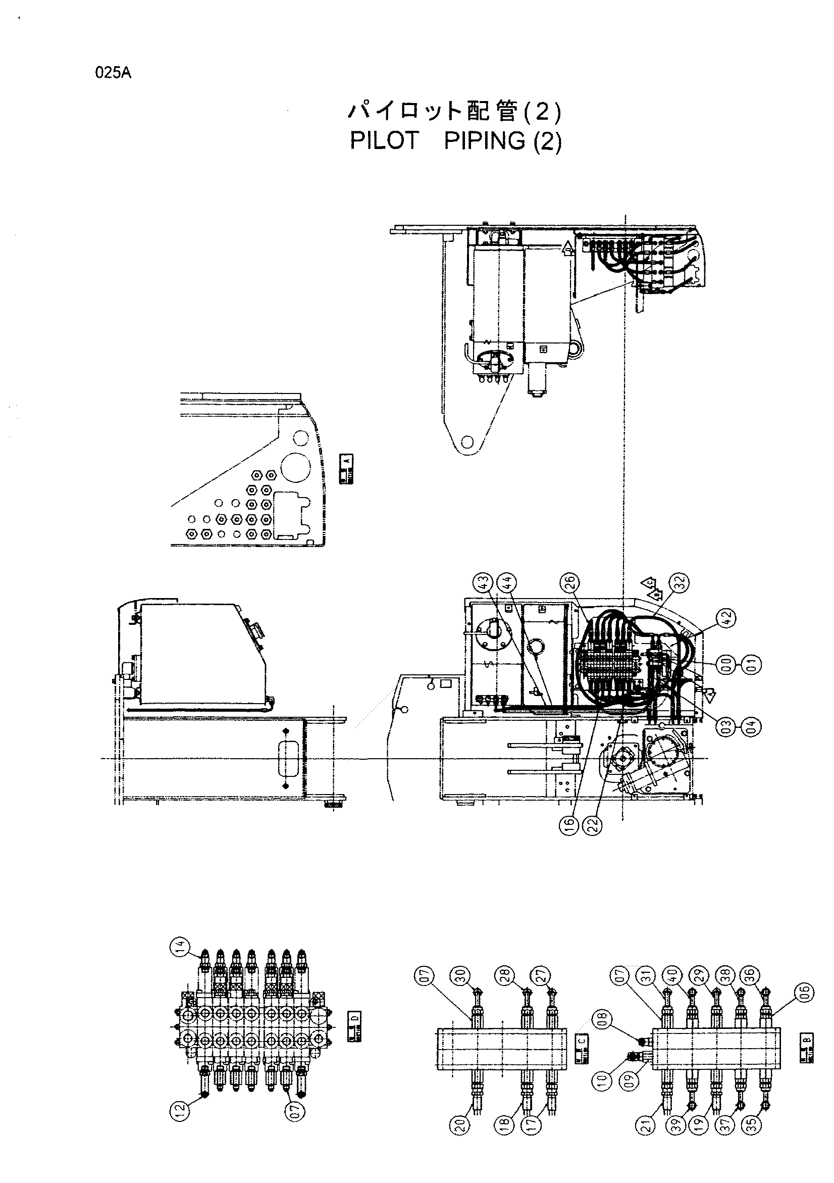 Схема Пилотные гидролинии (2) HITACHI HX140B